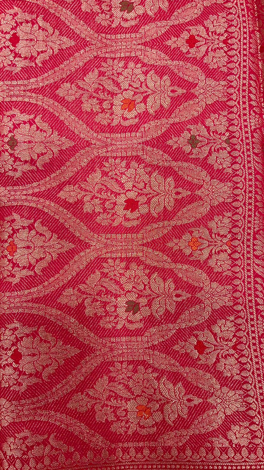 Faishana Pure Silk Handloom Red Munga Silk Zari Mina Booti Minakari Jaal Pallu with Minakari Zari Border Banarasi Saree with Red Blouse piece