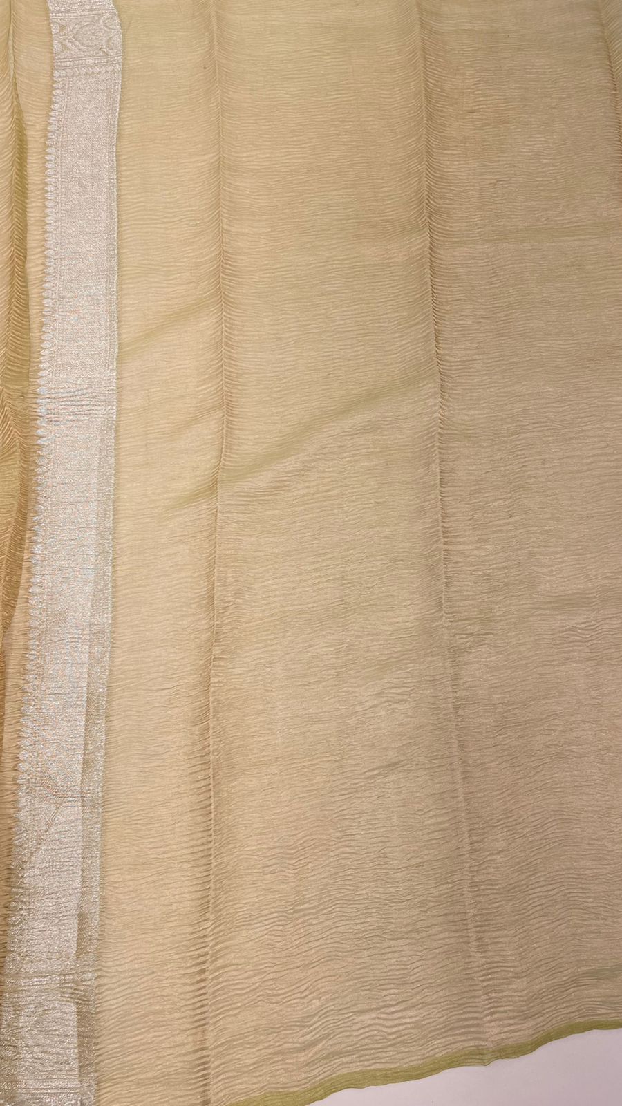 Faishana Elegance: Faishana's Pure Silk Handloom Olive Crush Tissue Zari Minakari Booti with Zari Border and matching Olive Blouse Piece