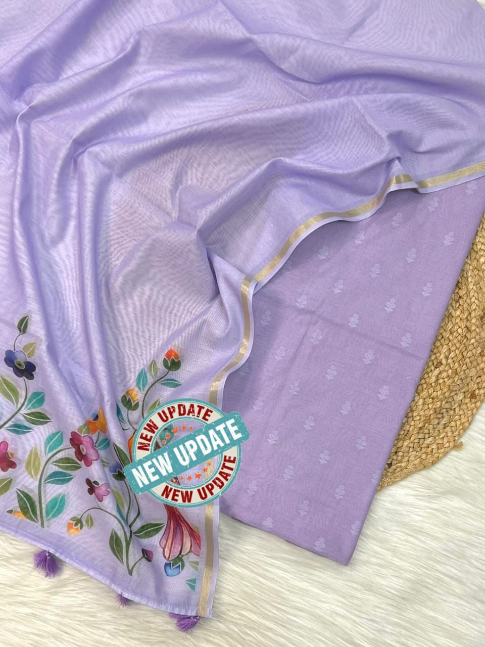 Purple Pure Mercerised Resham Booti with Digital Print Dupatta Banarasi Suit Set 1000SKL_PMC1