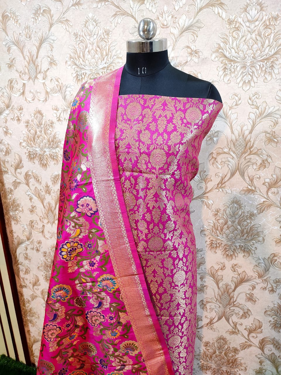 Magenta Premium Silk Brocade Banarasi Suit with Rich Kimkhab Multicolor Dupatta 1150SKL_BK1
