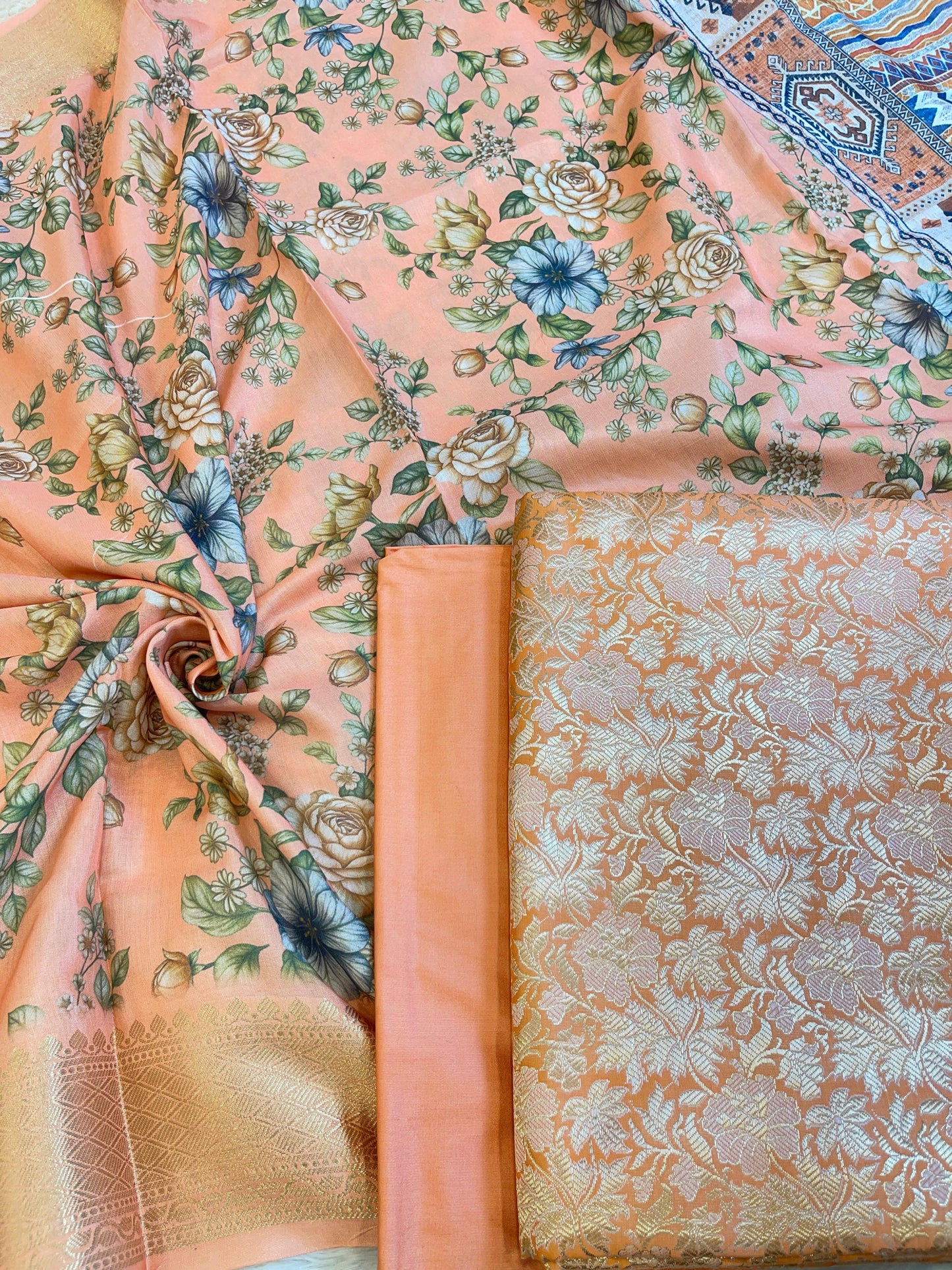Orange Brocade Katan Silk Zari Jaal Banarasi Dupatta with Digital Print Dupatta Banarasi Suit 11IM_BRCD4