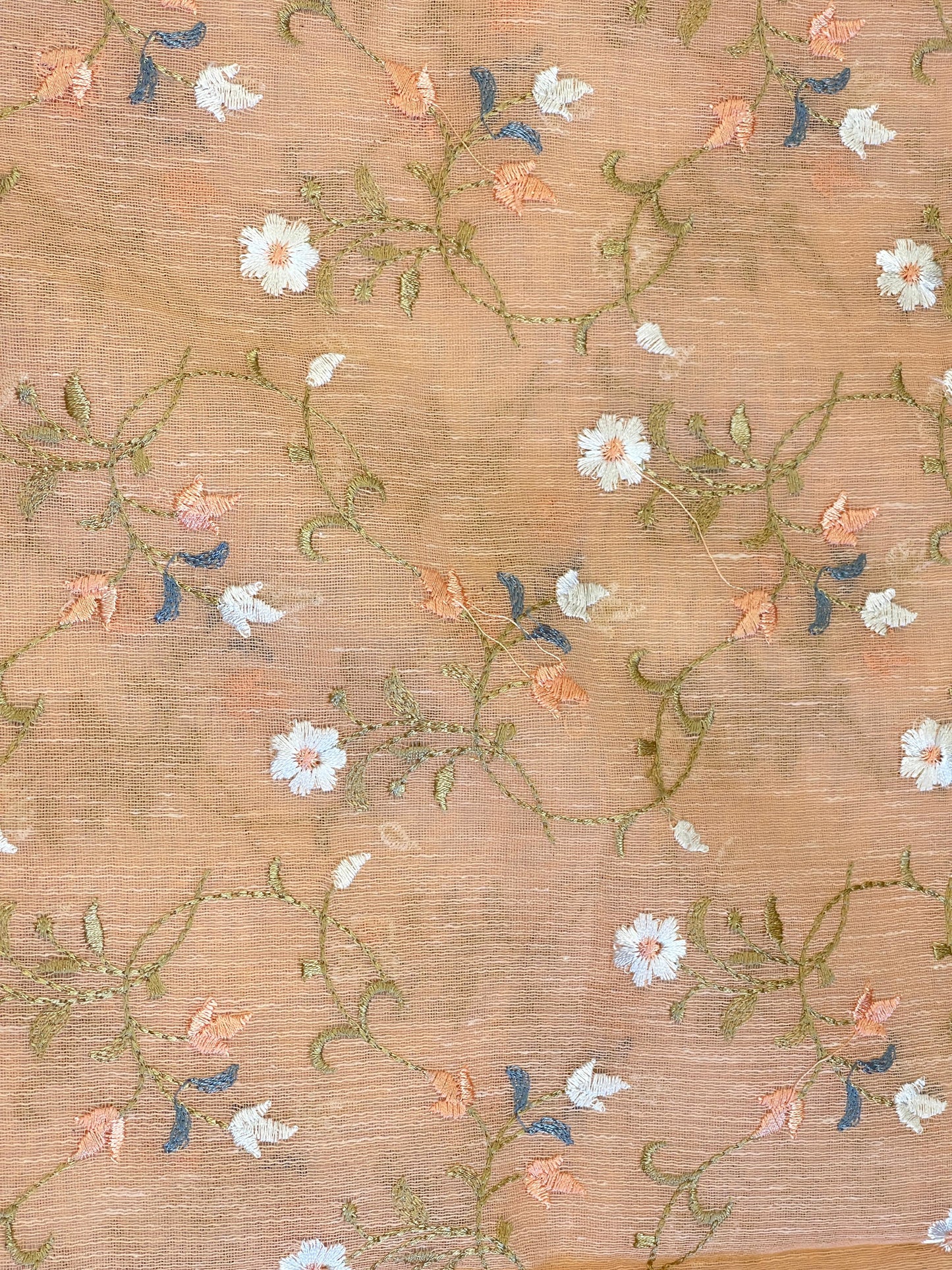 Peach Linen Silk Resham Booti Banarasi Suit with Embroidery Dupatta 11SKL_LNEM3