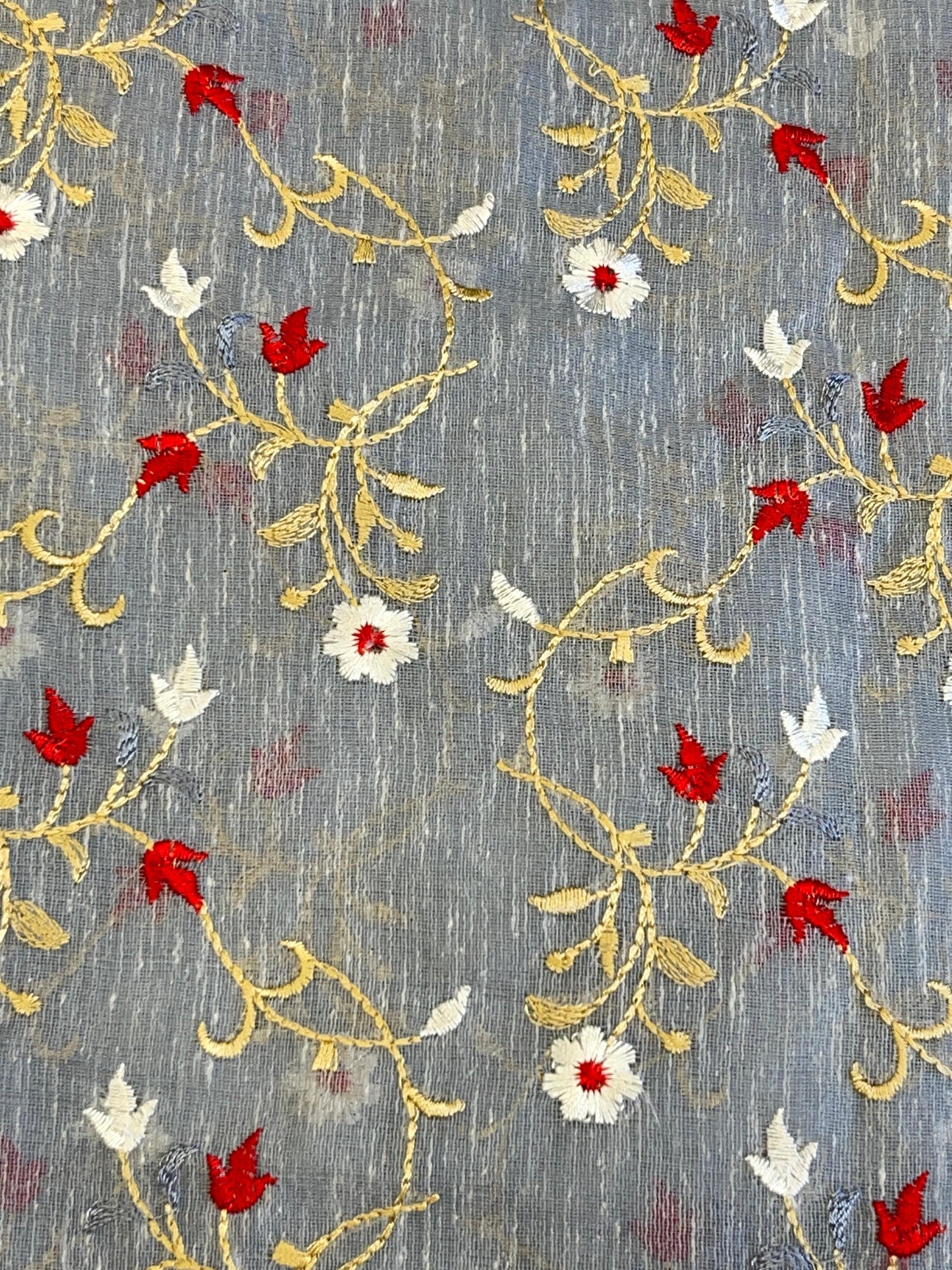 Grey Linen Silk Resham Booti Banarasi Suit with Embroidery Dupatta 11SKL_LNEM5