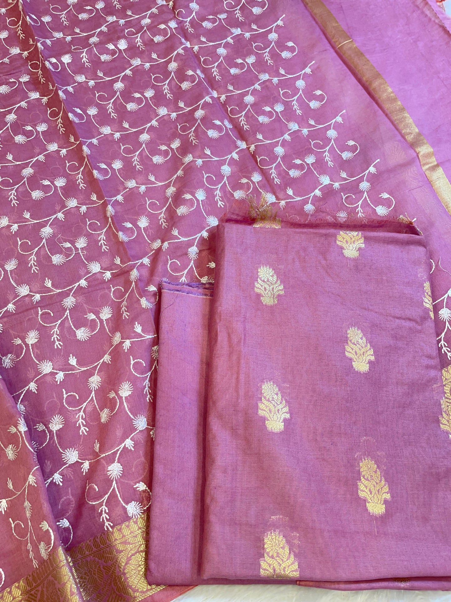 Red Onion Mercerise Silk Floral Zari Booti with Embroidery Dupatta Banarasi Suit 11SKL_MSRS9