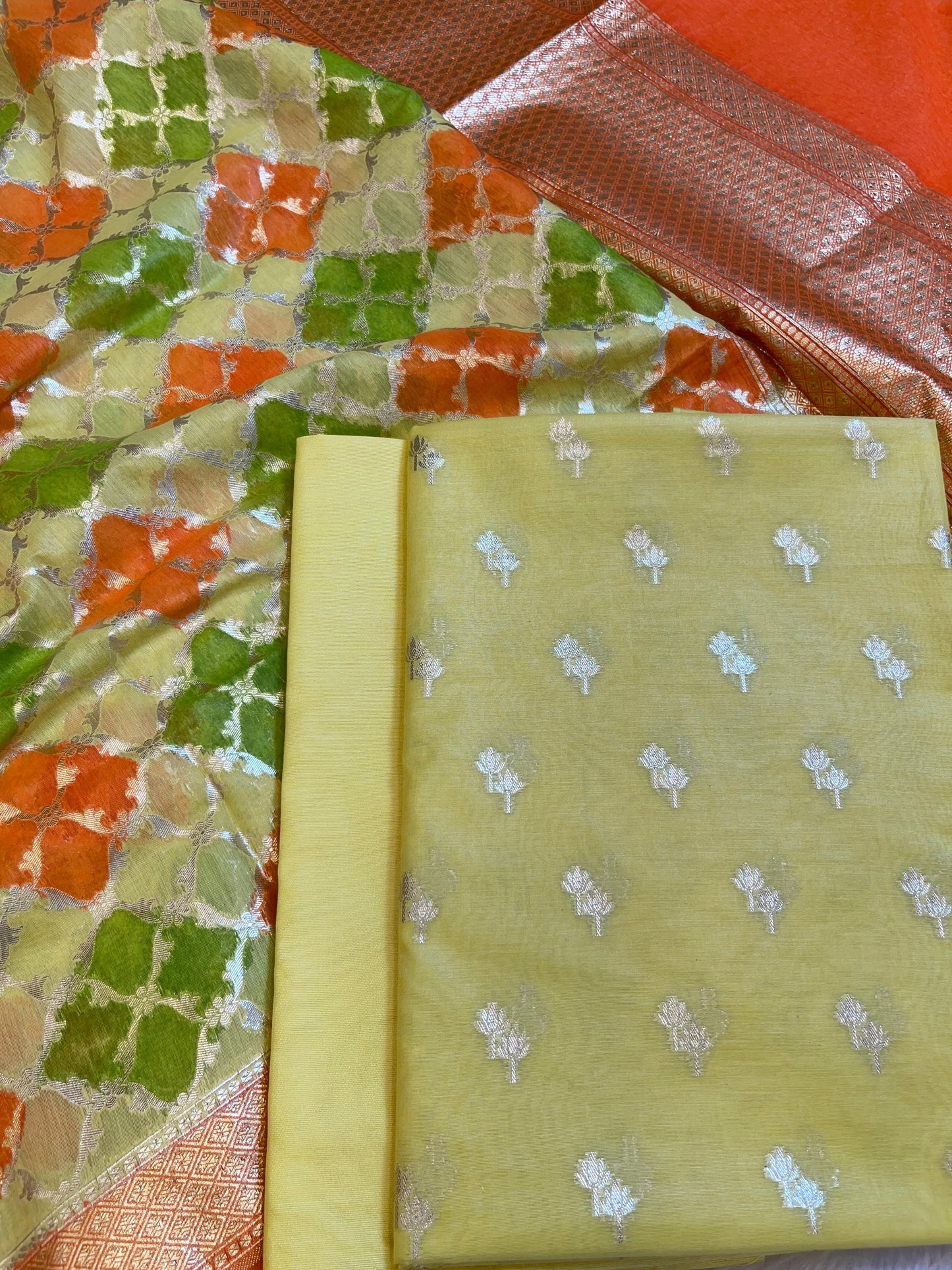 Yellow Pure Cotton Lorex weave Dual Zari Booti Banarasi Suit 1300IM_PCL17