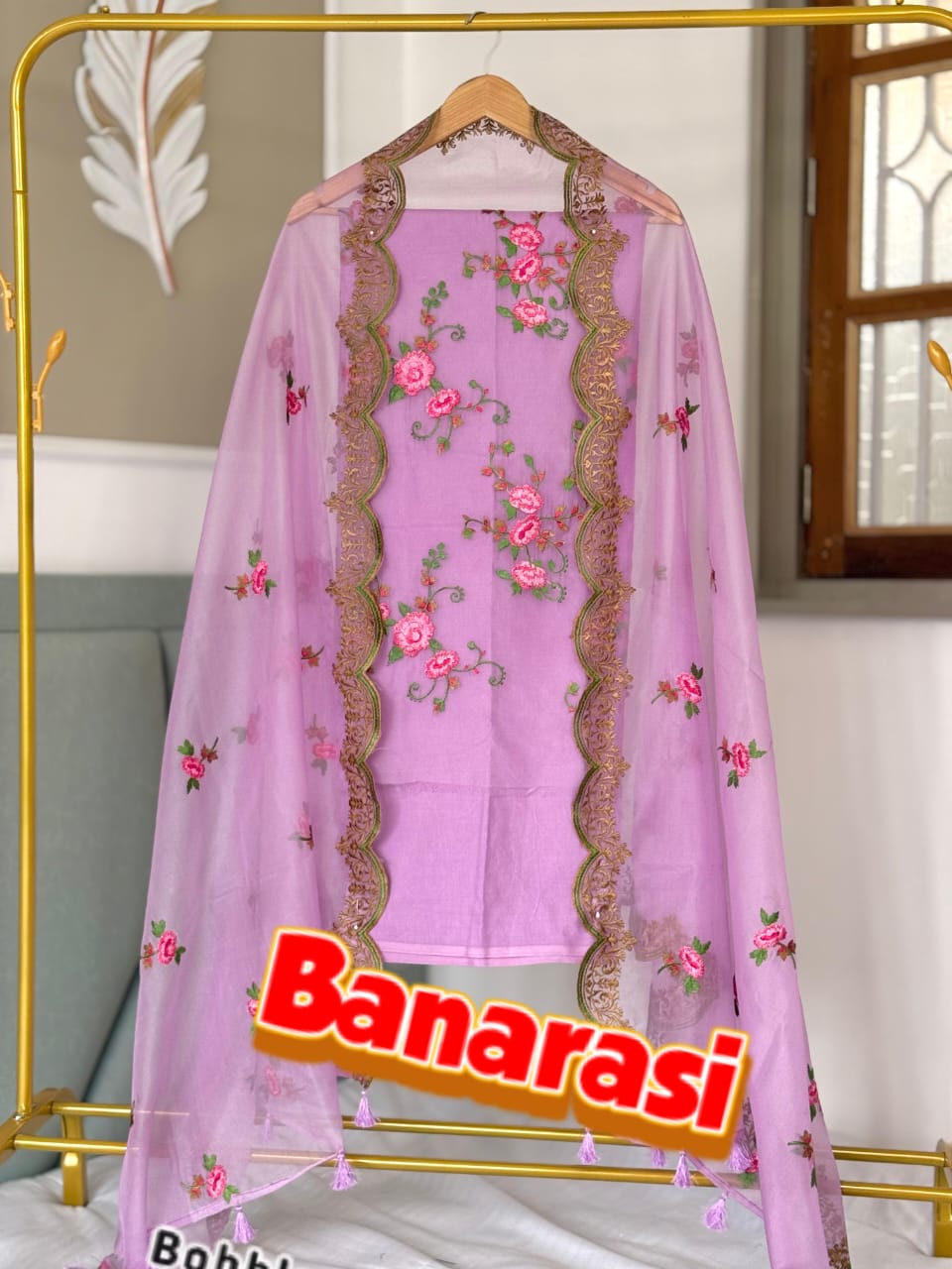 Purple Organza Silk Dyable Banarasi Suit with Cutwork Embroidery Dupatta 1350SKL_OD4