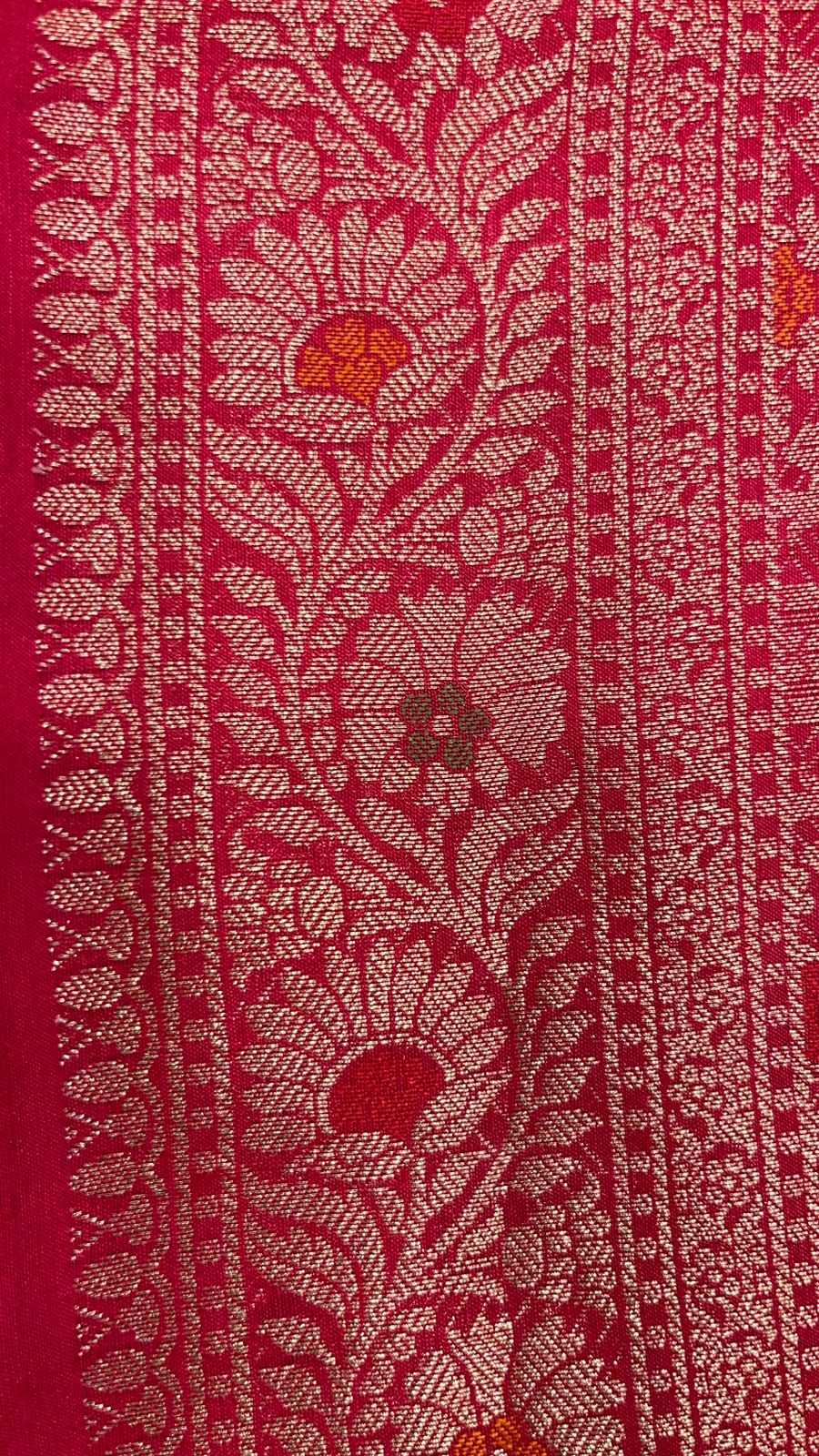 Faishana Pure Silk Handloom Red Munga Silk Zari Mina Booti Minakari Jaal Pallu with Minakari Zari Border Banarasi Saree with Red Blouse piece