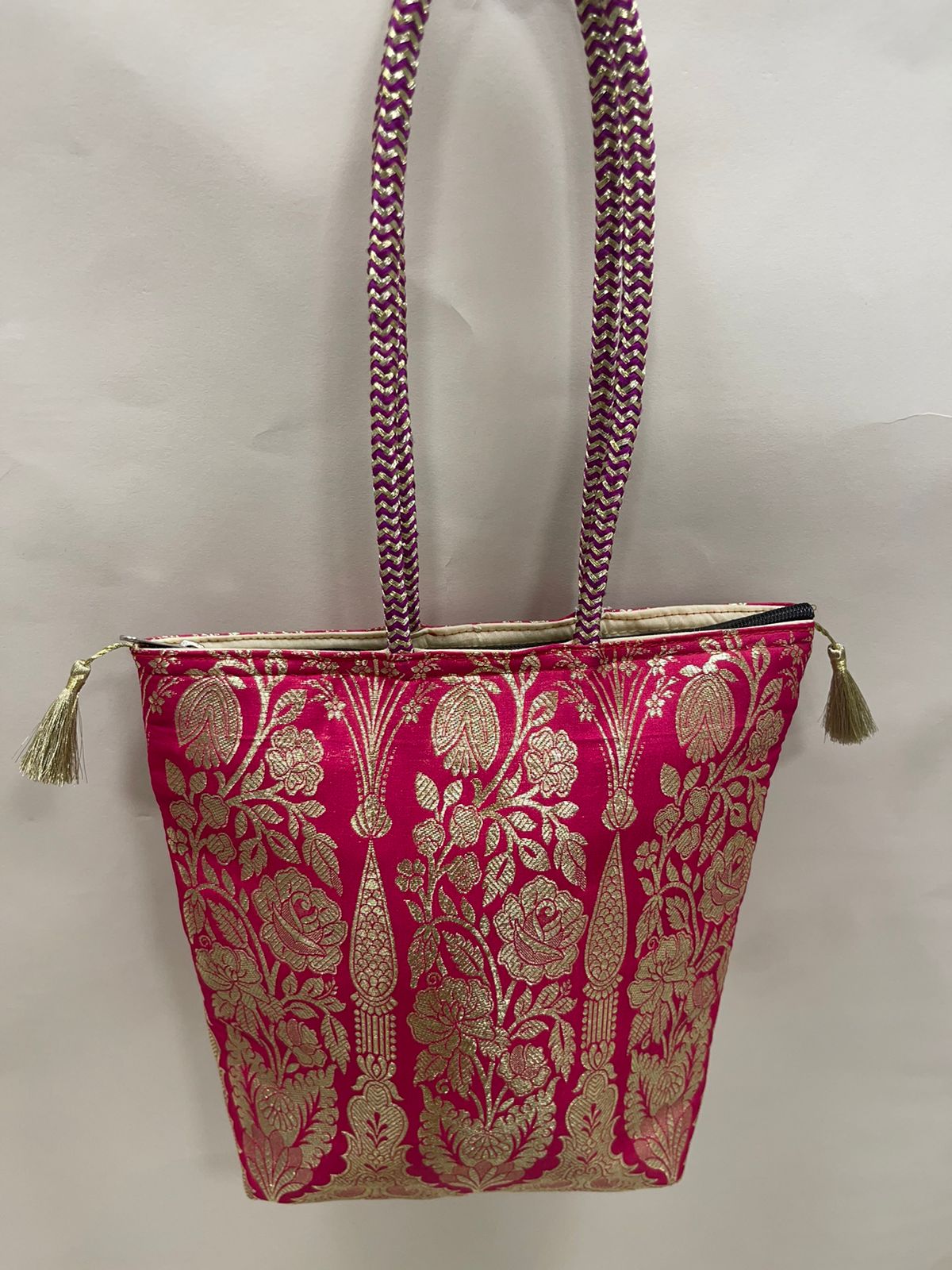 Pink Banarasi Hand Bag HBG_56