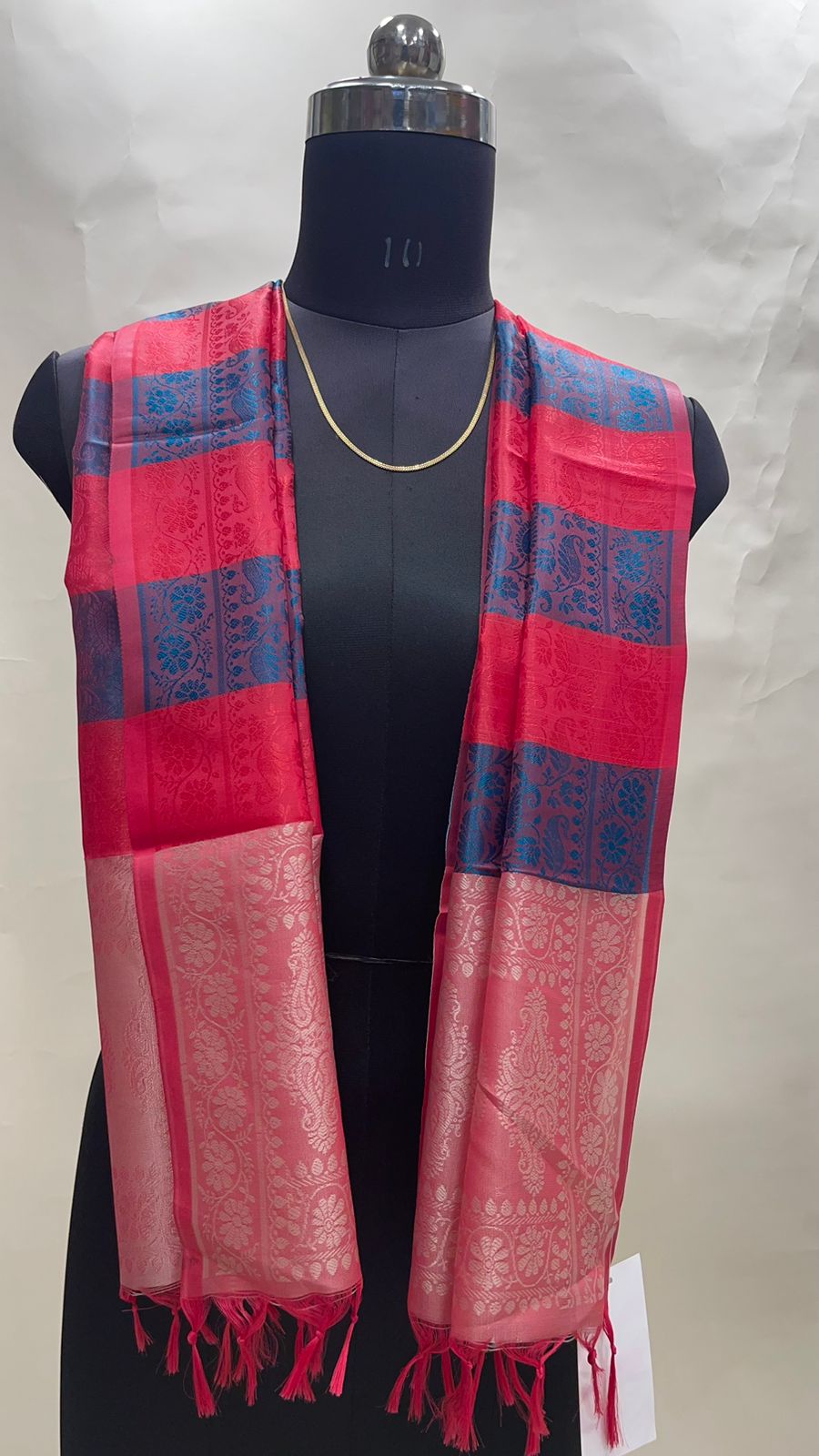 Faishana Presents Multicolor Banarasi Silk Stole with Carry Booti Resham Tassels