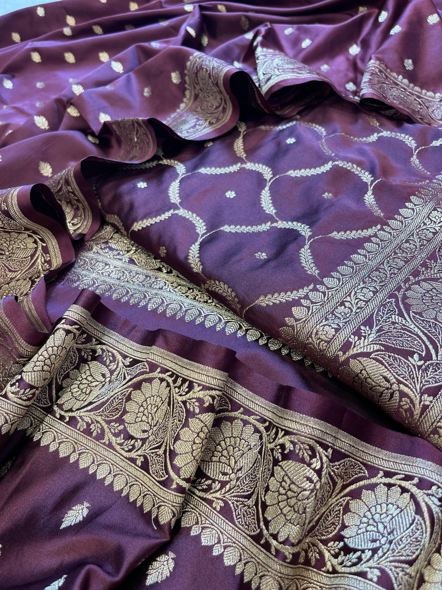 Wine Premium Handloom Floral Zari Dyable Booti Banarasi Suit 30AJ_MSR36