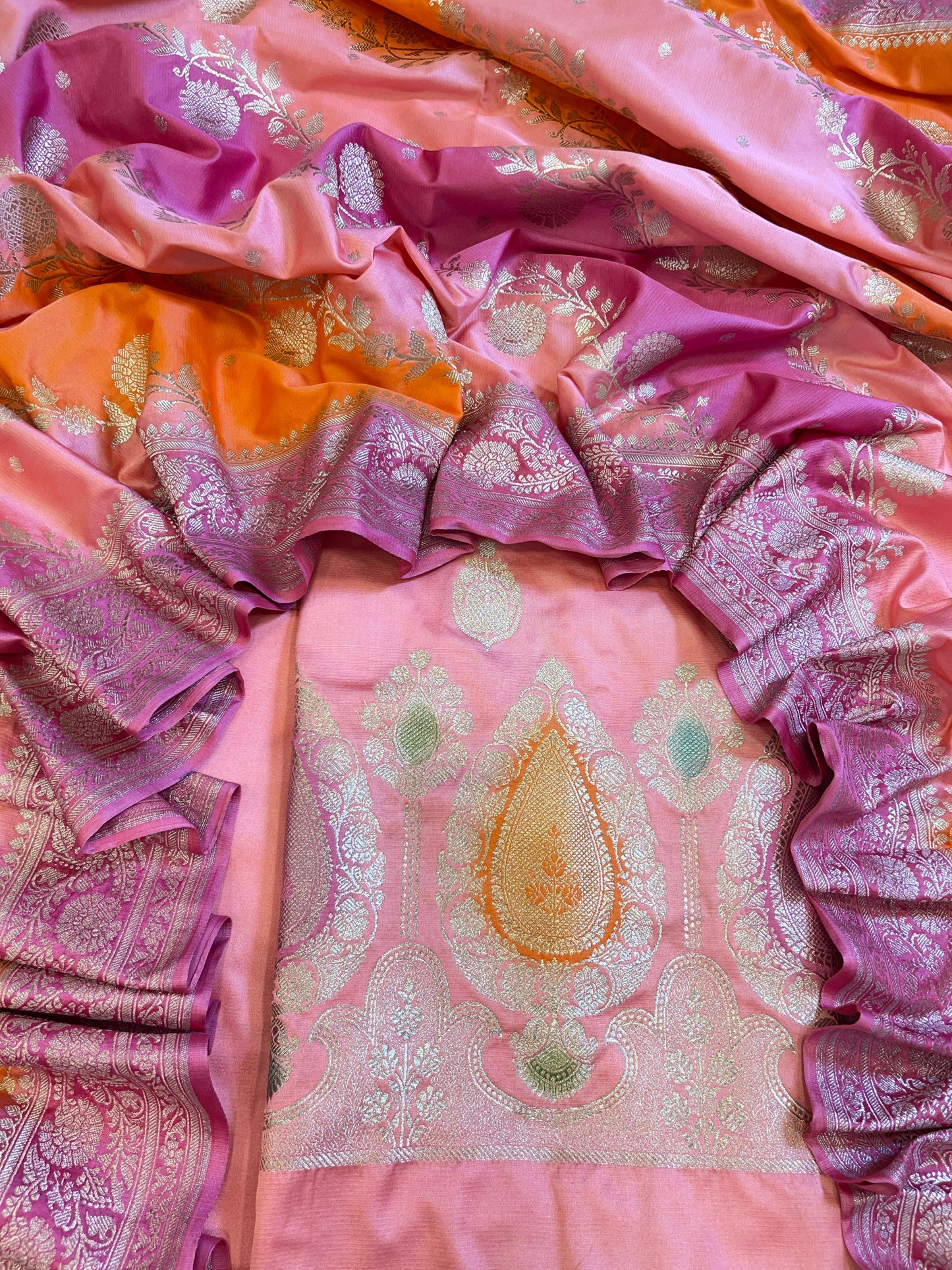 Baby Pink Premium Handloom Mashru Silk Floral Zari Booti Banarasi Suit 32AJ_MSR2