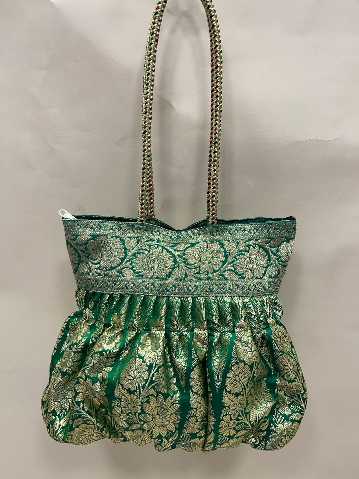 Green Banarasi Hand Bag HBG_48