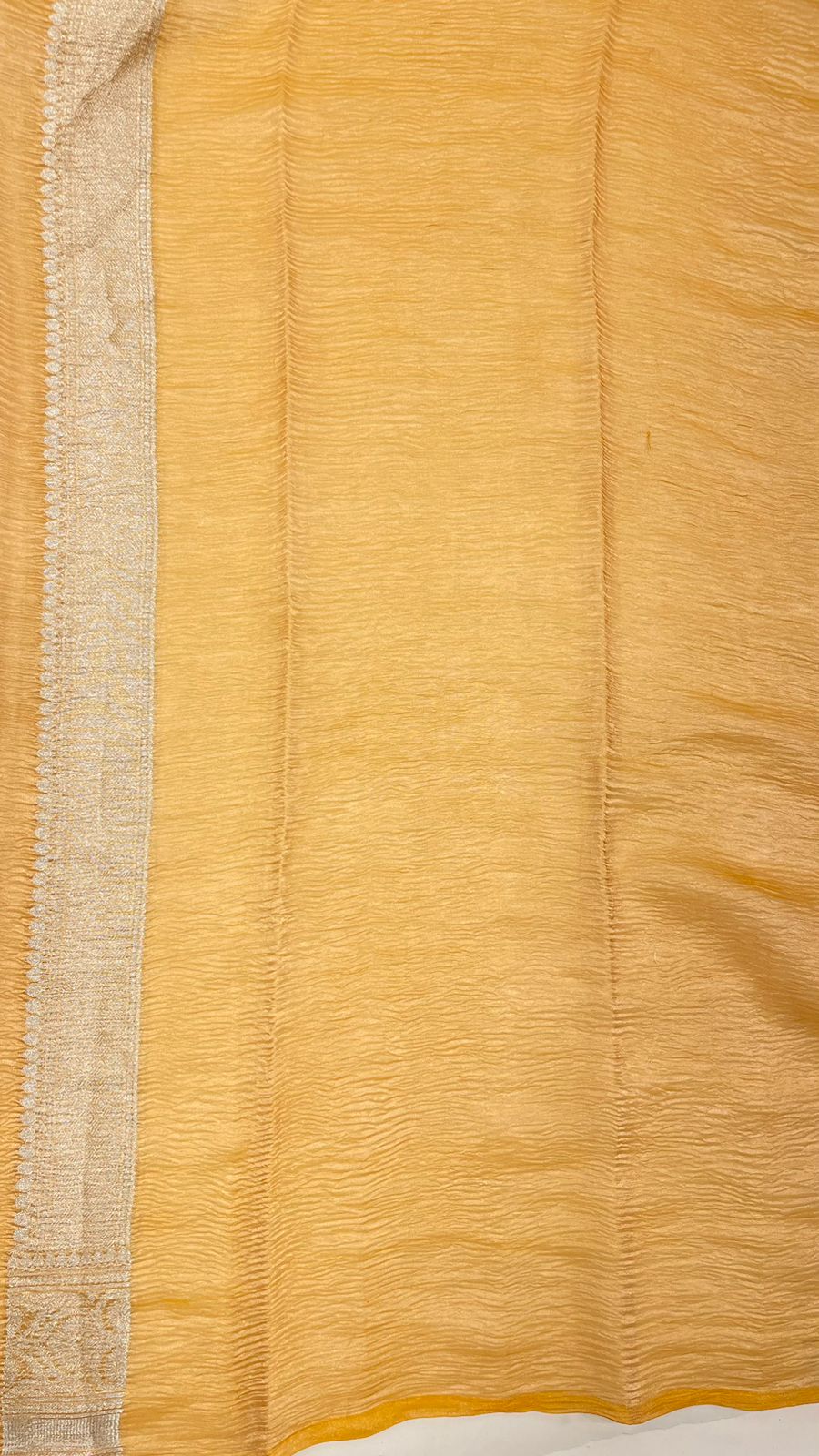 Regal Elegance: Faishana Pure Silk Handloom Mustard Crush Tissue Zari Minakari Booti Saree with Zari Border & Mustard Blouse Piece