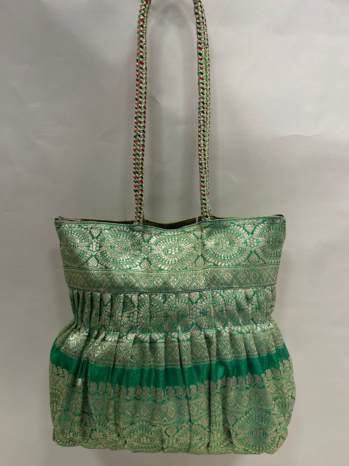 Green Banarasi Hand Bag HBG_45