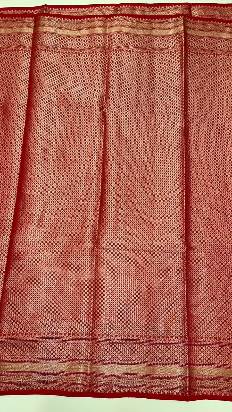 Faishana Pure Silk Handloom Red Munga Silk Zari Mina Booti Minakari Jaal Pallu with Minakari Zari Border Banarasi Saree with Red Blouse piece