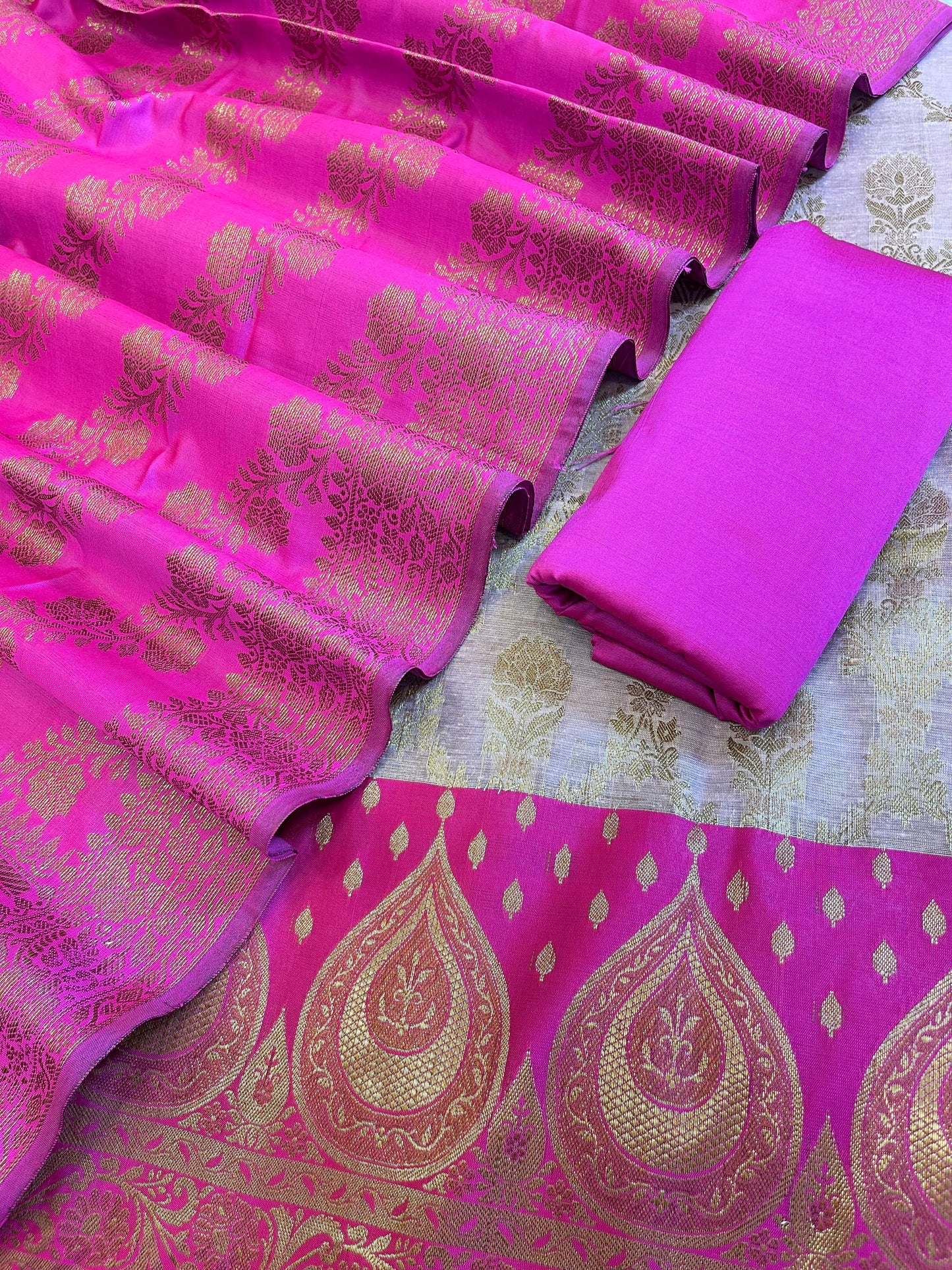 Magenta Cotton Alfi Zari Jaal Contrast Dark Magenta Silk Border Banarasi Suit 55IM_CTN10