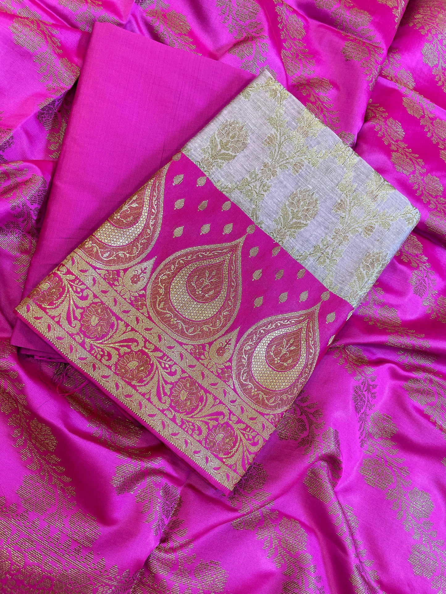 Magenta Cotton Alfi Zari Jaal Contrast Dark Magenta Silk Border Banarasi Suit 55IM_CTN10