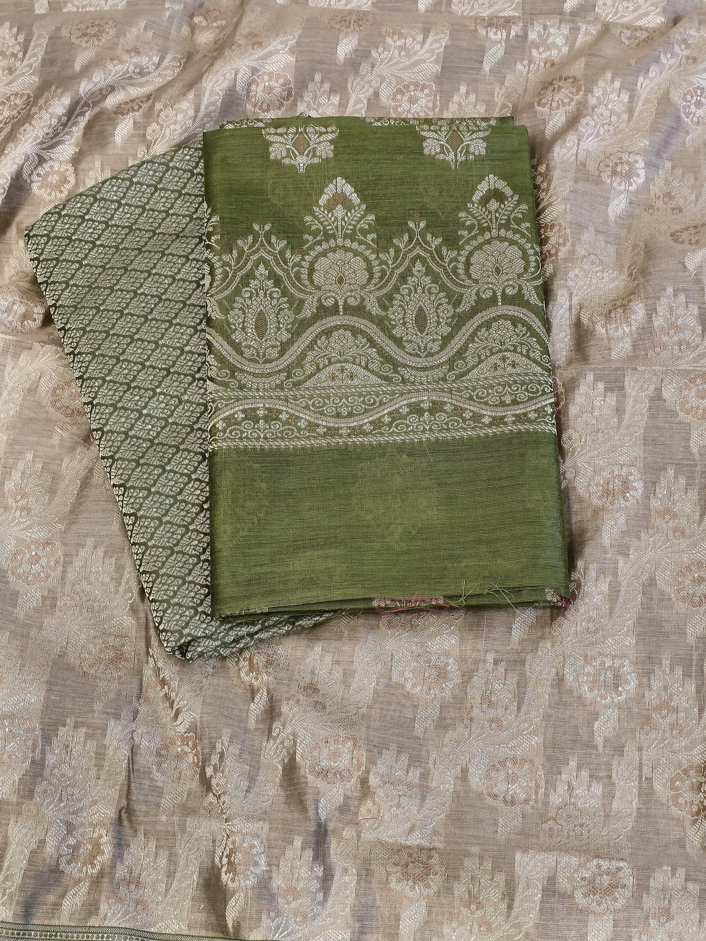 Green Cotton Floral Resham Boota Banarasi Suit with Resham Jaal Dupatta Banarasi Suit 600AJ_PJS27