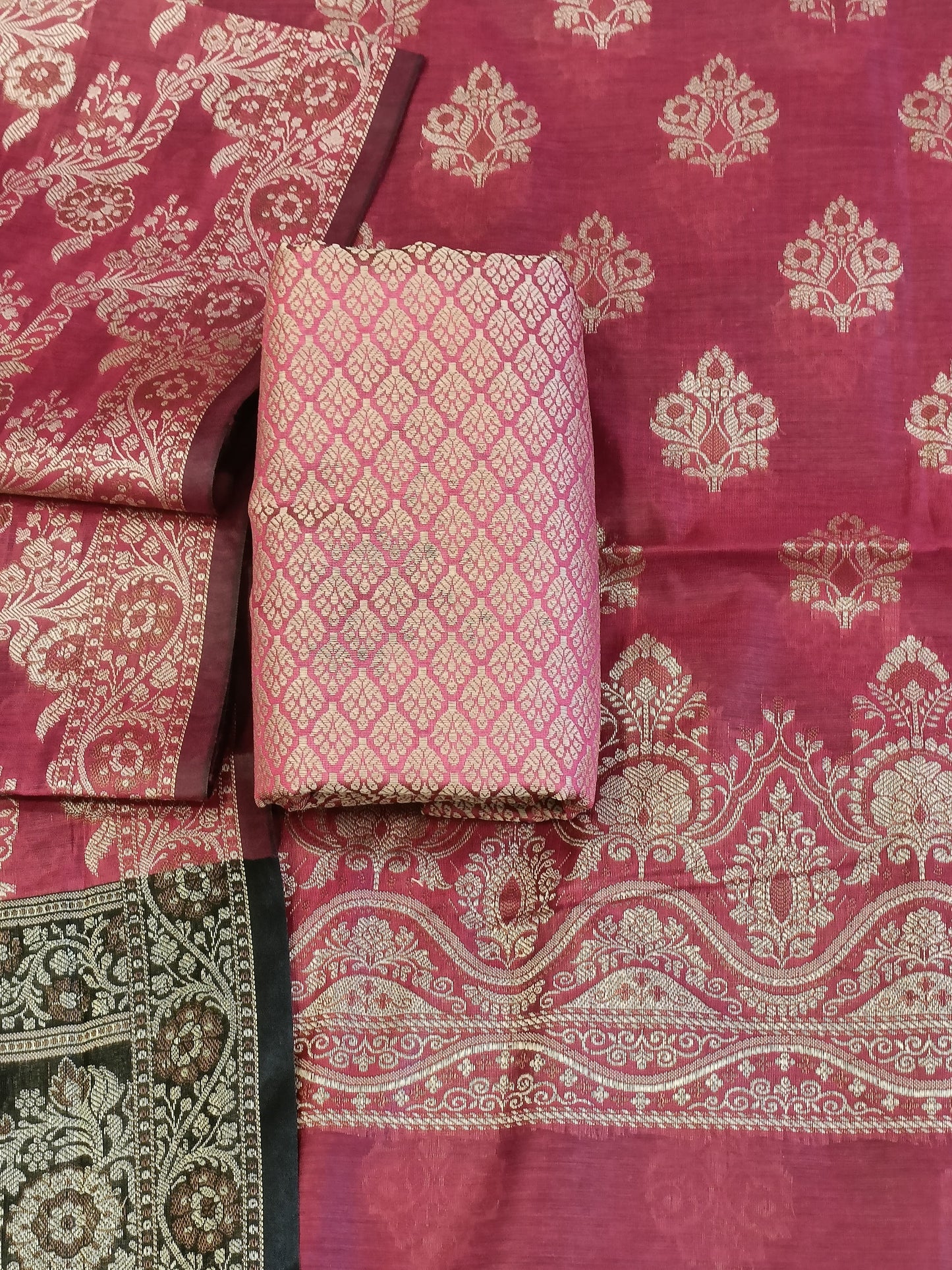 Magenta Cotton Floral Resham Boota Banarasi Suit with Resham Jaal Dupatta Banarasi Suit 600AJ_PJS28