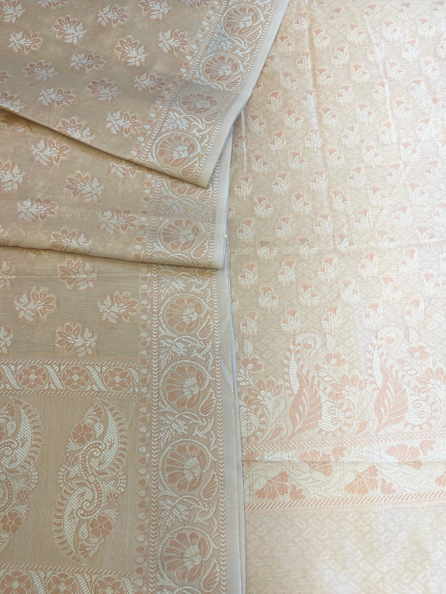 Beige Cotton Alfi Resham with Floral Booti Dupatta Banarasi Suit 600AJ_PJS2