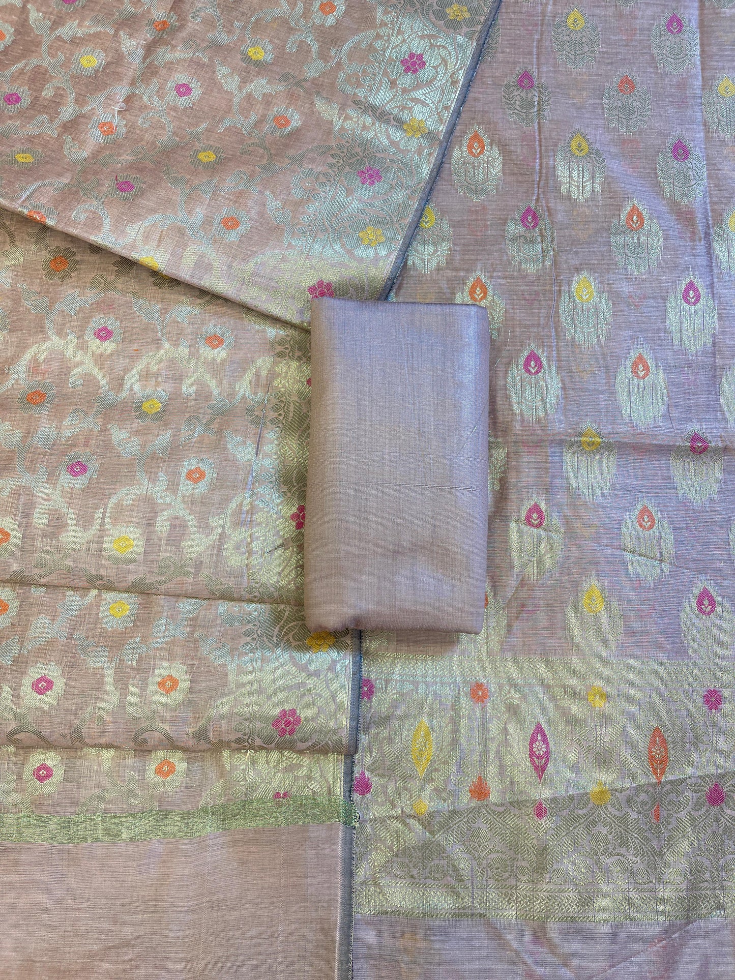 Peach Cotton Resham Minakari Zari Booti Banarasi Suit 625AJ_PBC26