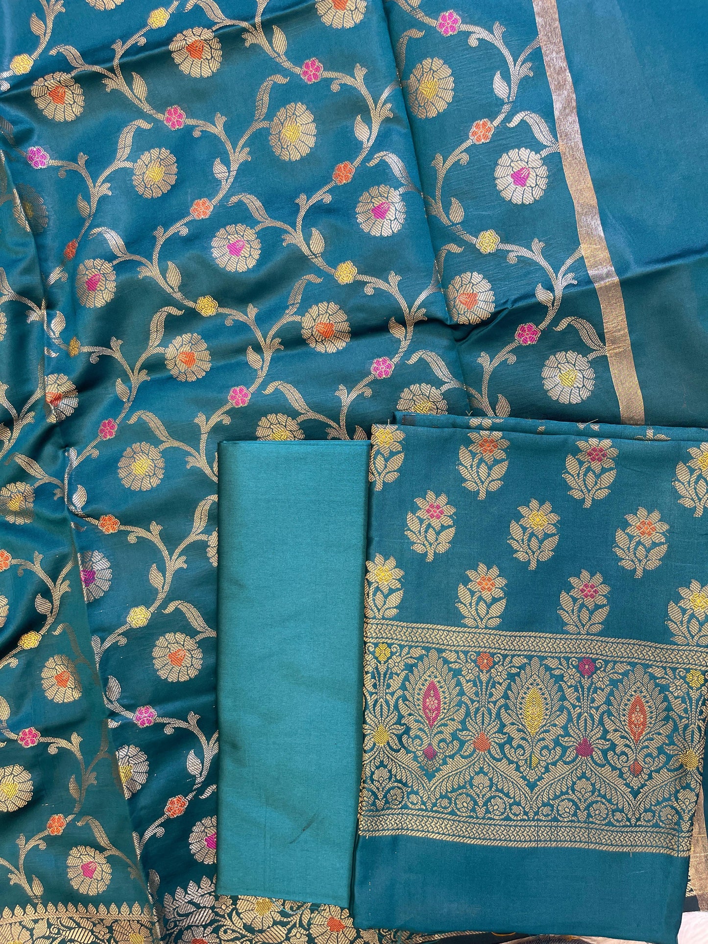 Seagreen Tapeta Silk Floral Mina Zari Booti Banarasi Suit 625AJ_TPT67
