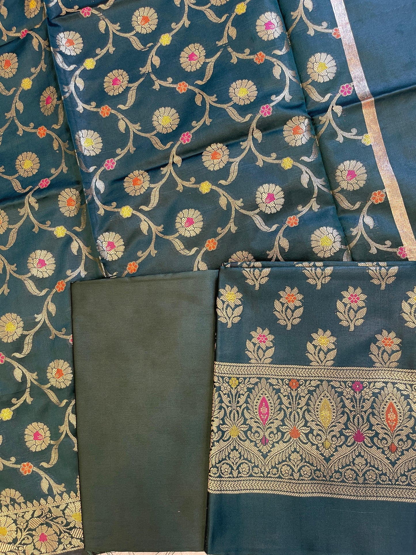 Darkgreen Tapeta Silk Floral Mina Zari Booti Banarasi Suit 625AJ_TPT71