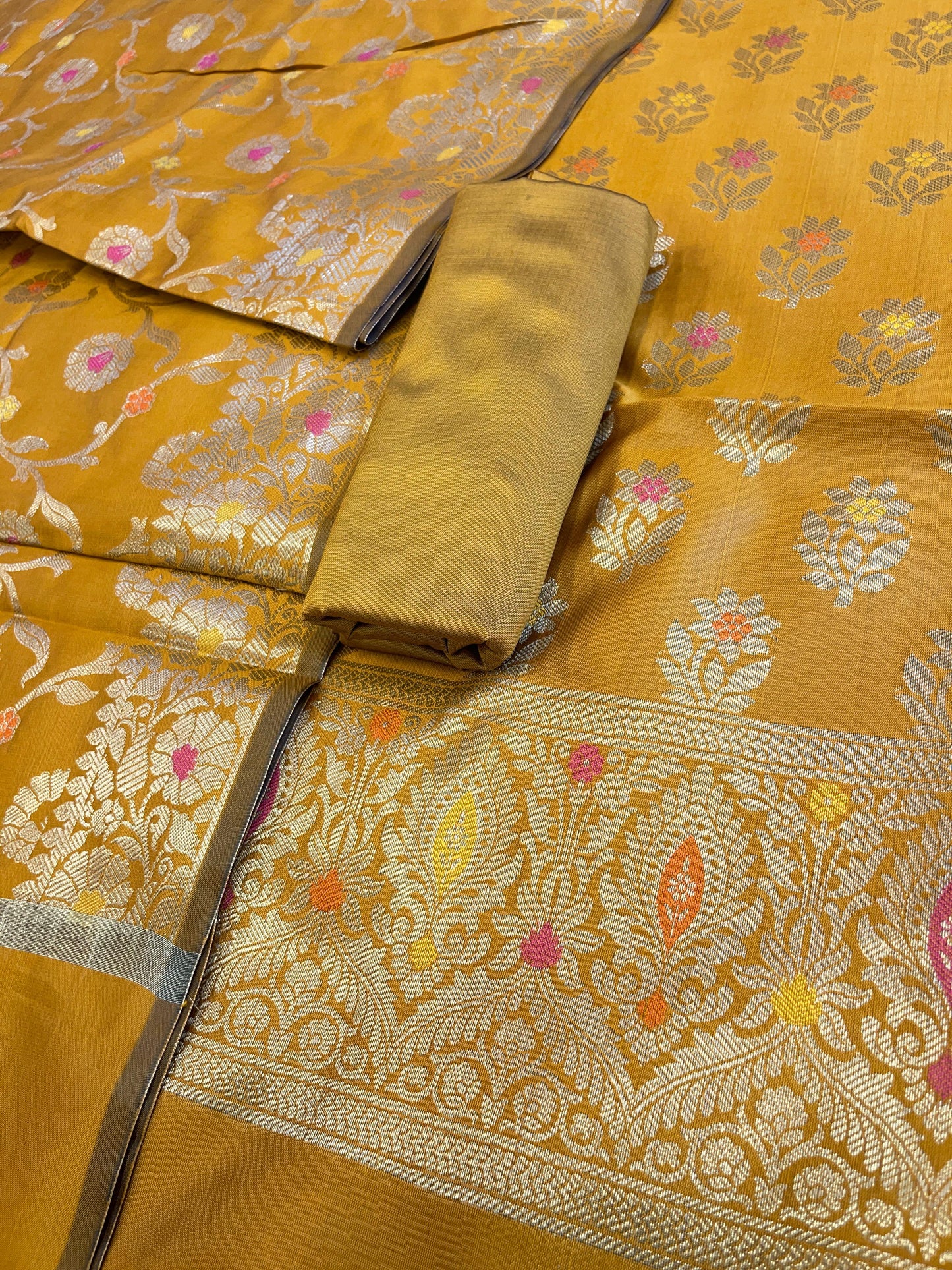 Mustard Tapeta Silk Floral Mina Zari Booti Banarasi Suit 625AJ_TPT72