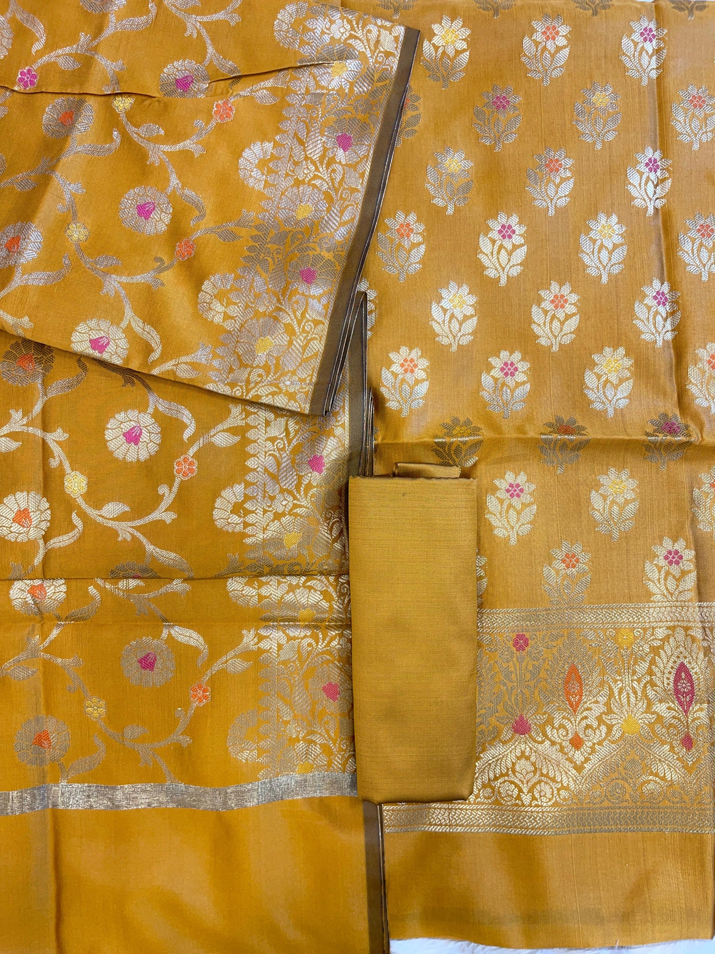 Mustard Tapeta Silk Floral Mina Zari Booti Banarasi Suit 625AJ_TPT72