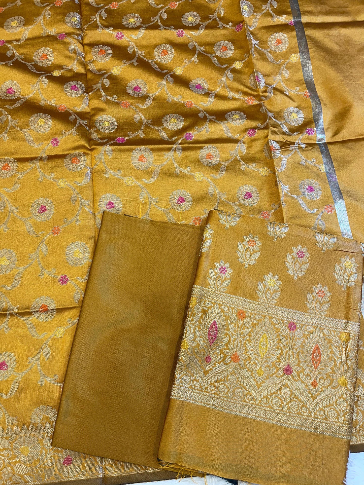 Mustard Tapeta Silk Floral Mina Zari Booti Banarasi Suit 625AJ_TPT72