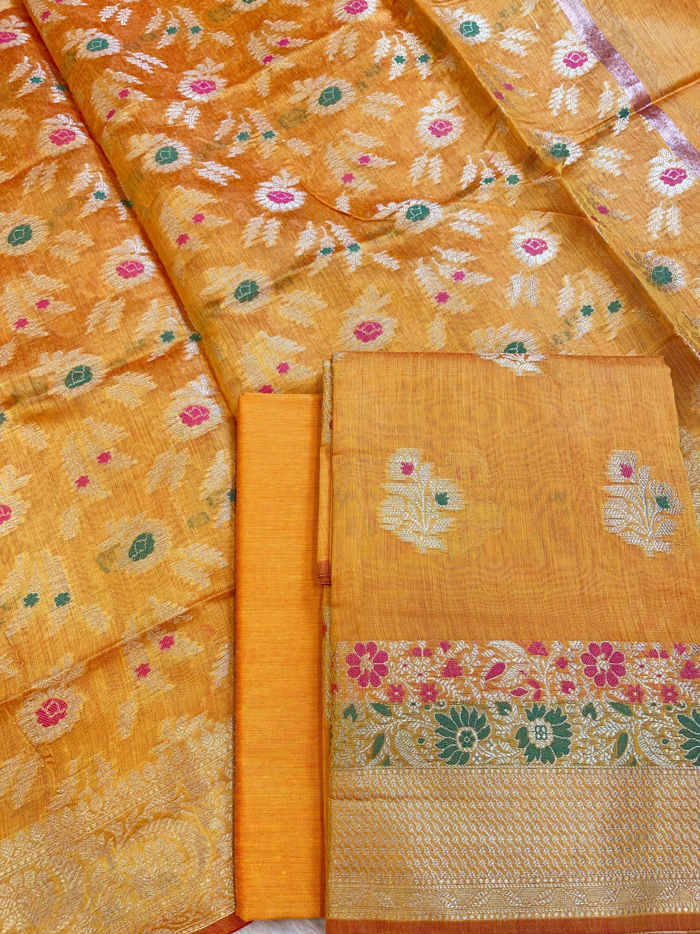 Orange Cotton Resham Minakari Floral Zari Boota Banarasi Suit 625SHL_CT15