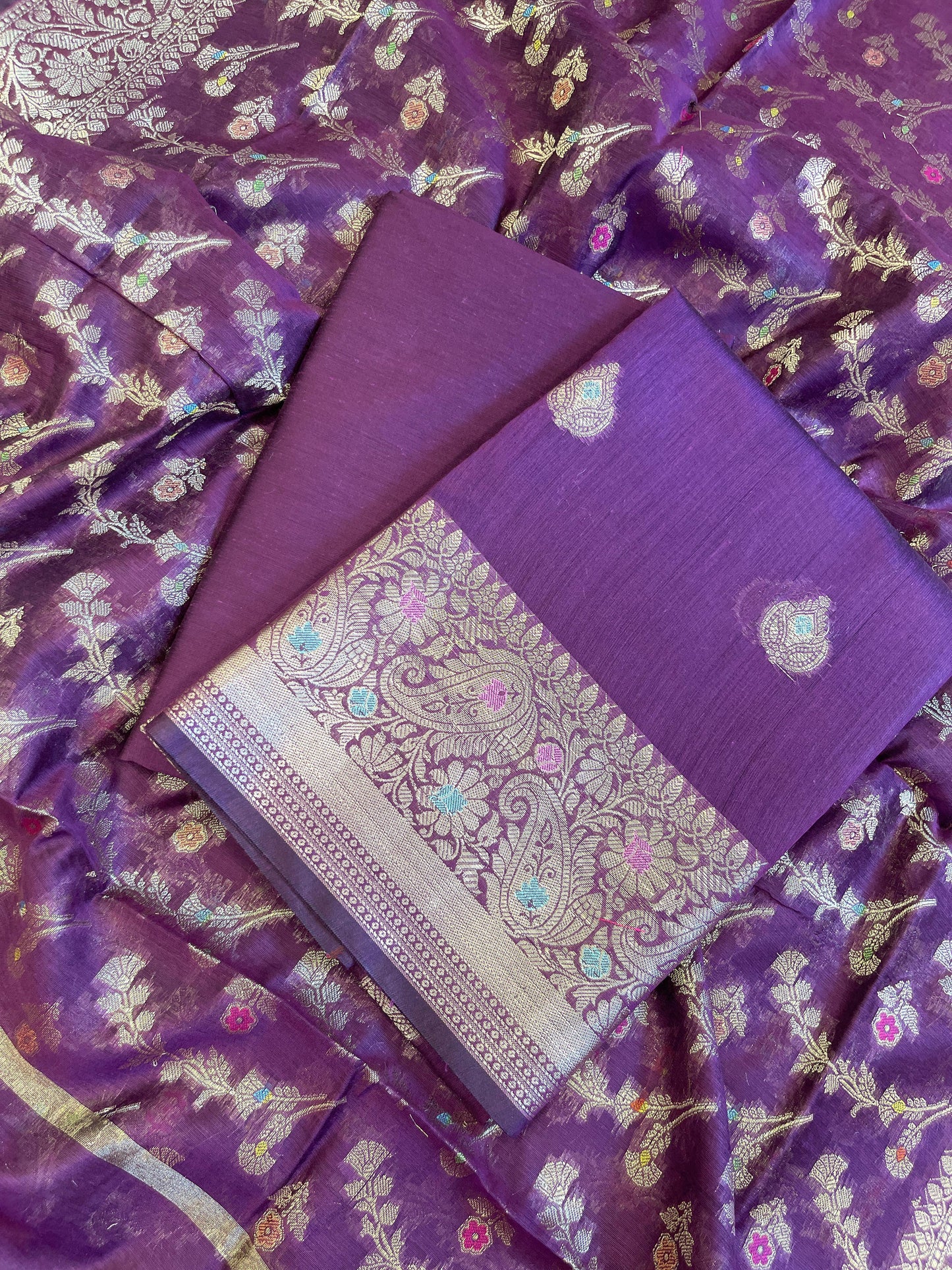 Purple Cotton Resham Minakari Zari Booti Banarasi Suit 625SHL_CT55