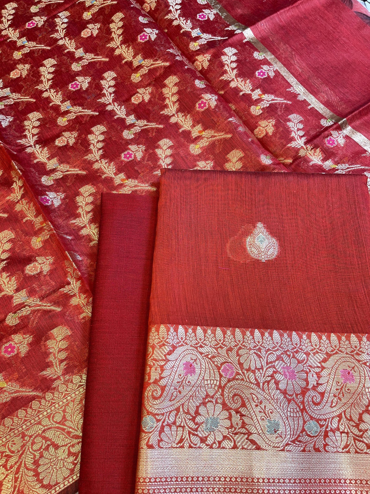Red Cotton Resham Minakari Zari Booti Banarasi Suit 625SHL_CT56