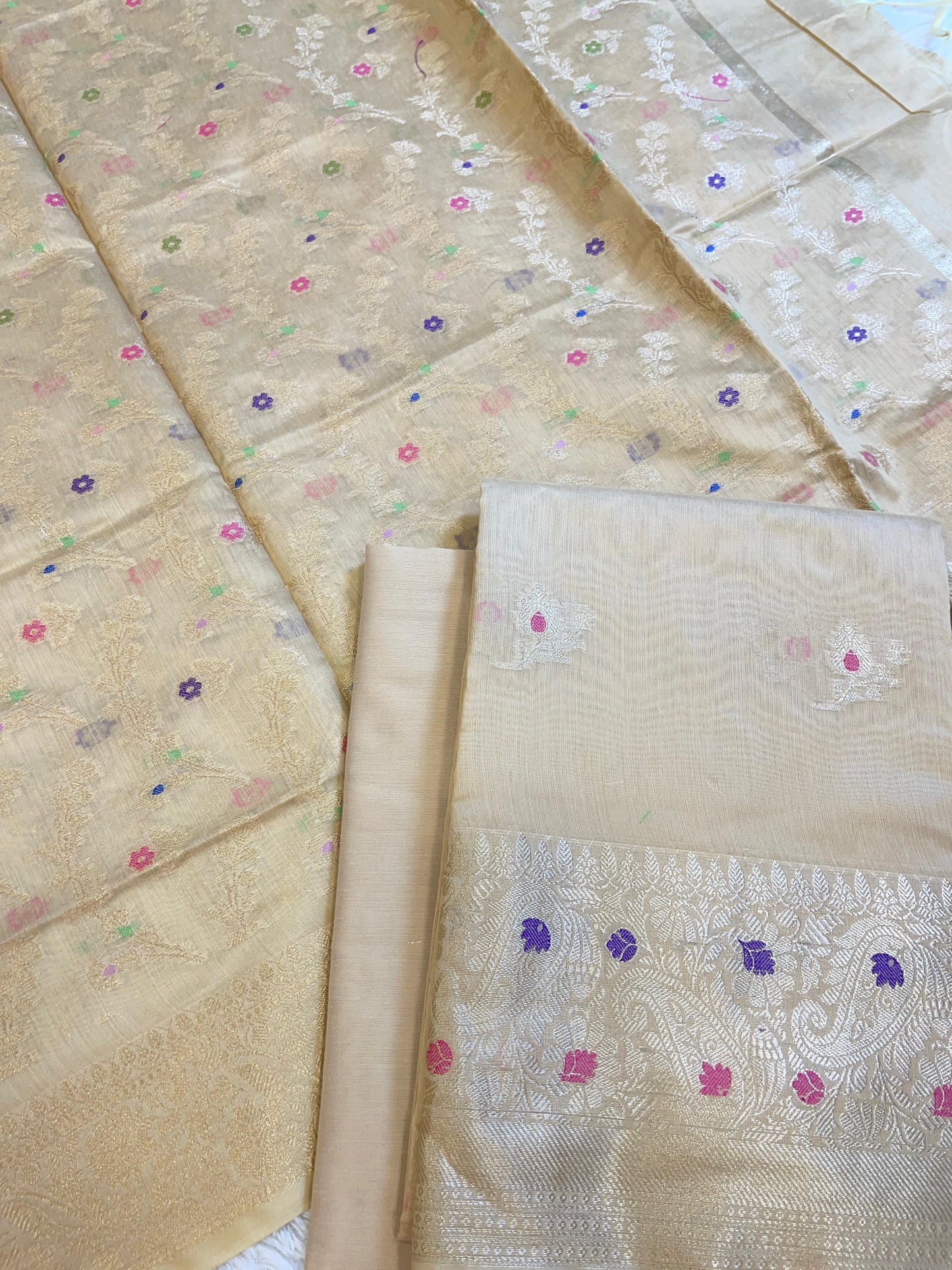 Tussar Cotton Resham Zari Floral Jaal Banarasi Suit 625SHL_CT5