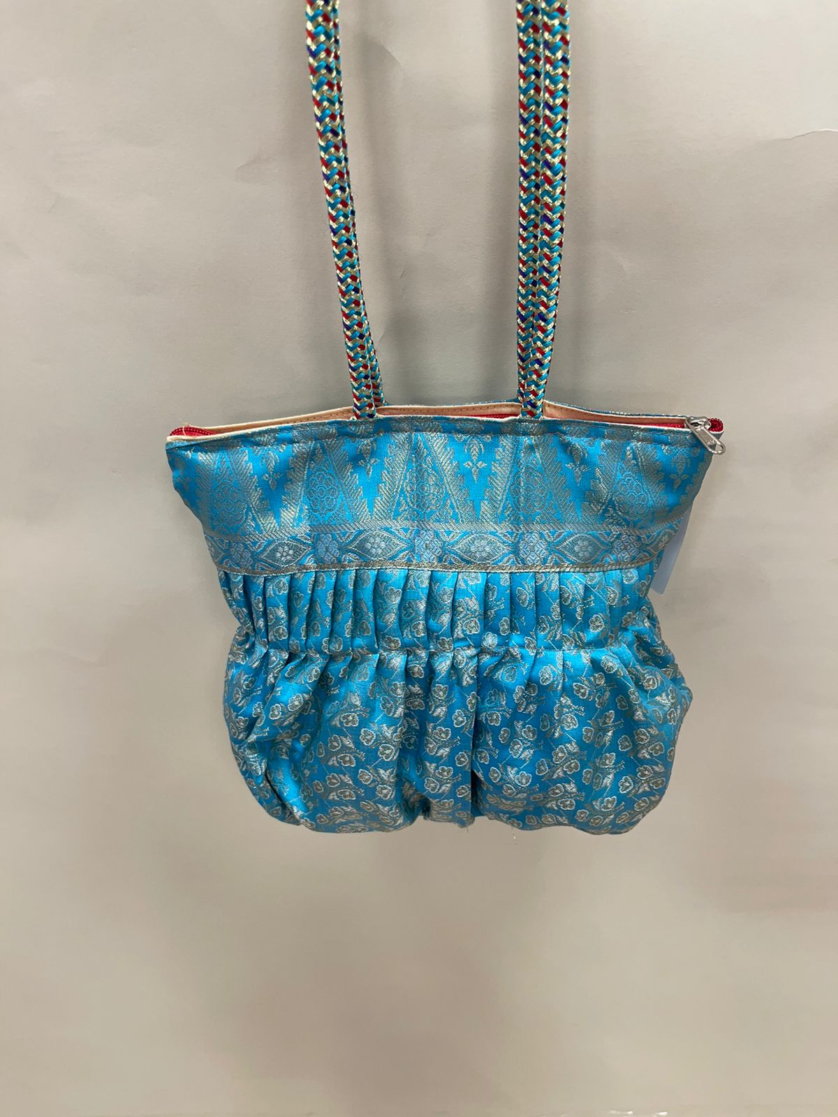 Sky Blue Banarasi Hand Bag HBG_42