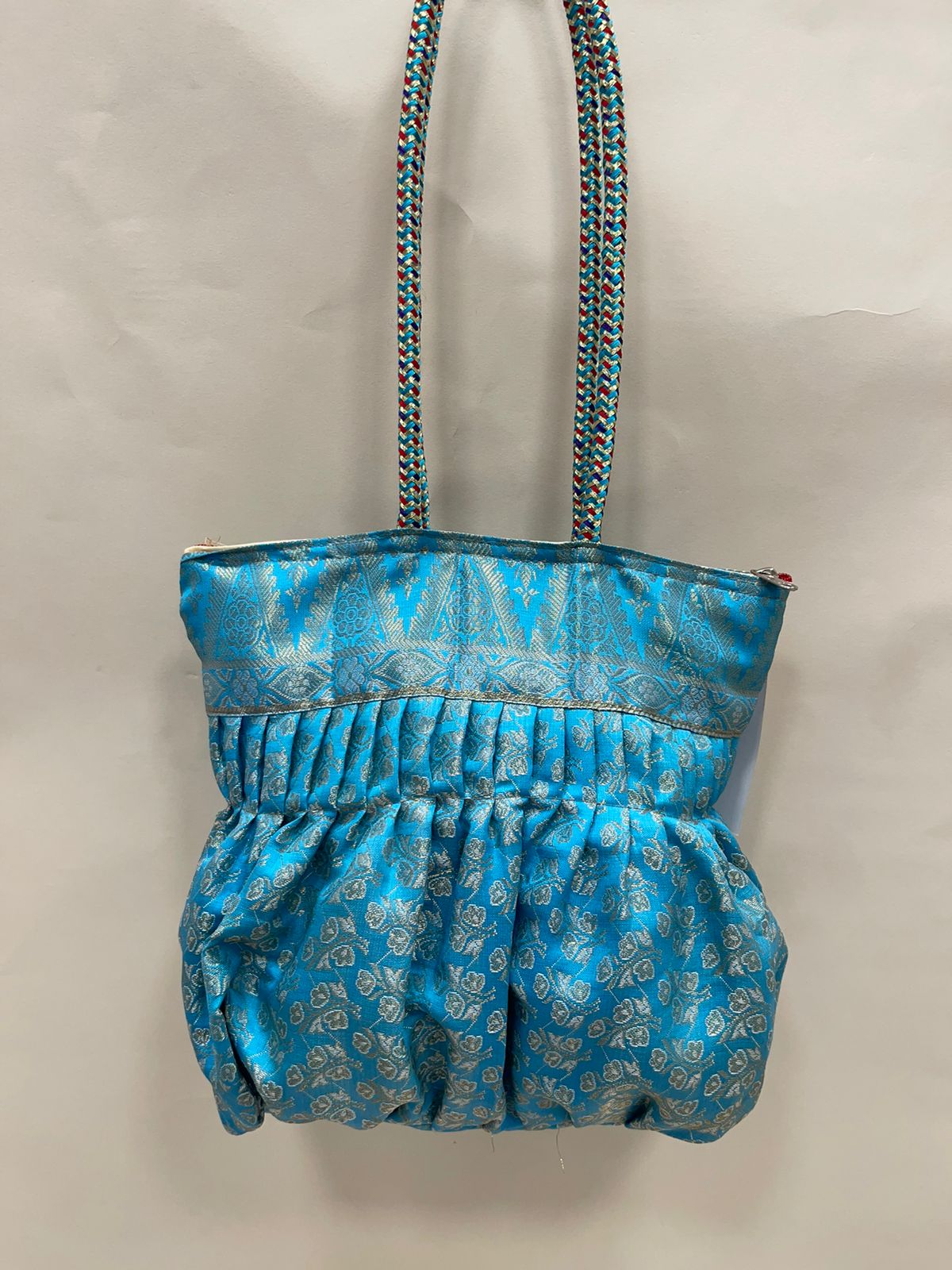 Sky Blue Banarasi Hand Bag HBG_42