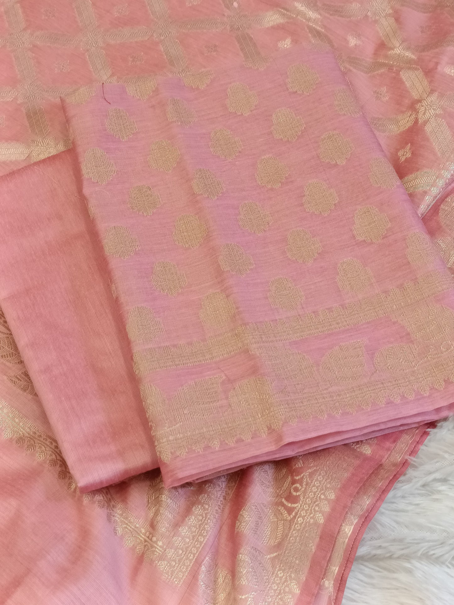 Pink Cotton Blend Floral Zari Booti with Zig-Zag Zari Jaal Dupatta Banarasi Suit 65SHL_PV2