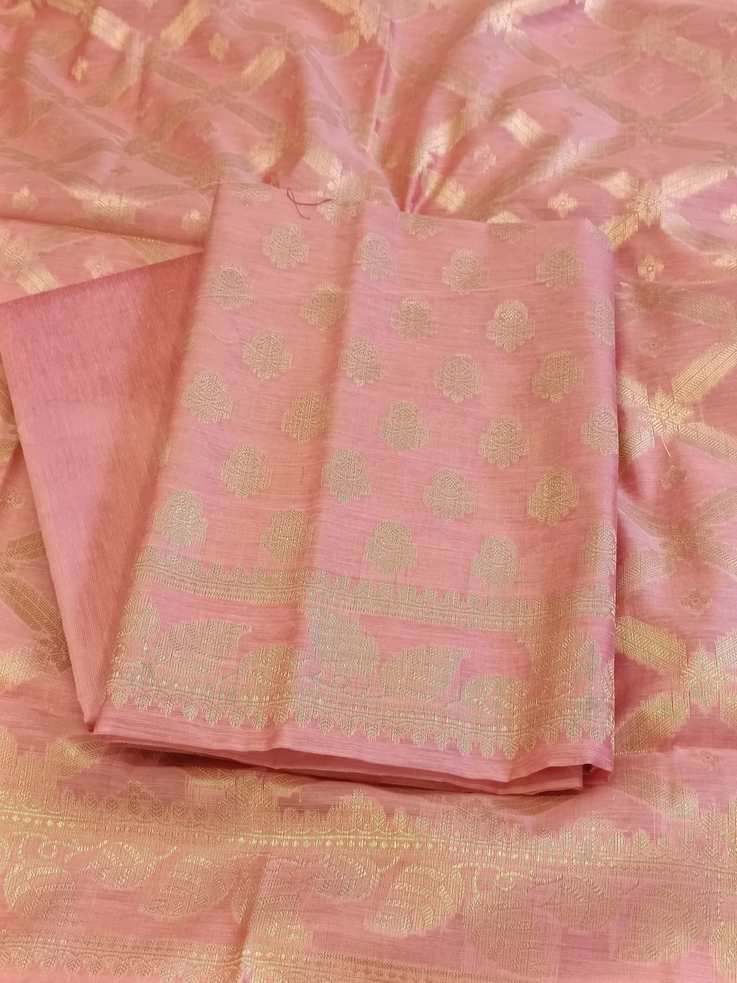 Pink Cotton Blend Floral Zari Booti with Zig-Zag Zari Jaal Dupatta Banarasi Suit 65SHL_PV2