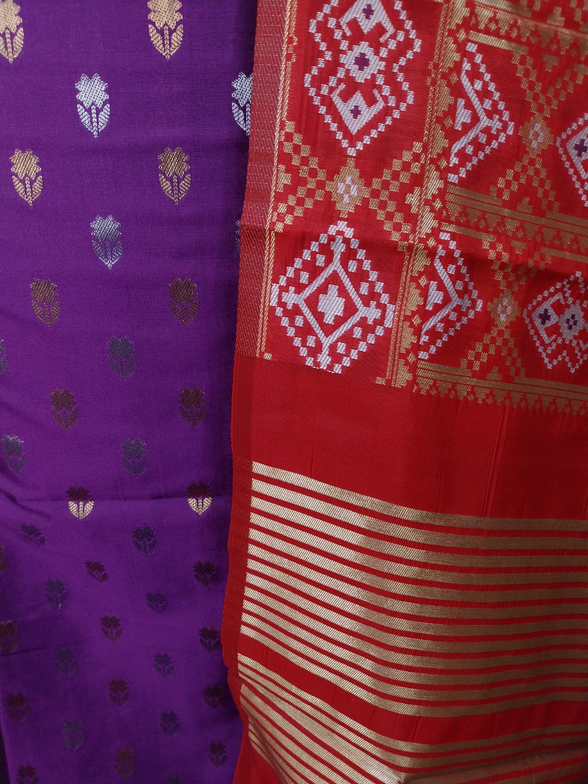 Purple Katan Silk Sona Rupa Floral Booti Banarasi Suit with Patola Dupatta 700SKL_KSP7
