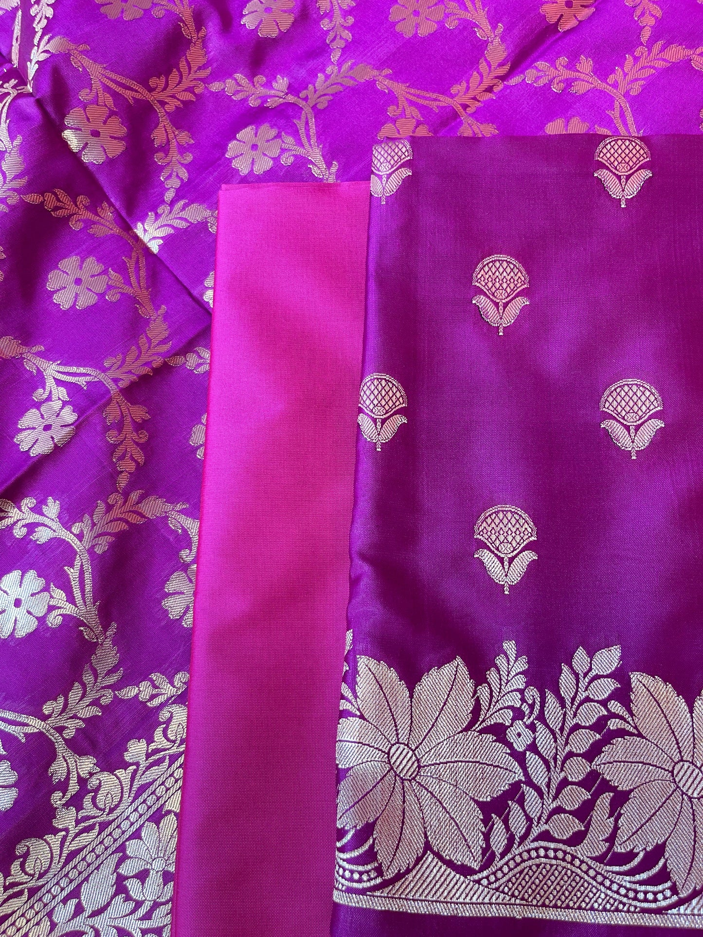 Magenta Semi Silk Floral Zari Booti Banarasi 3 pcs Suit Set with Zari Jaal Dupatta 900AJ_SK28