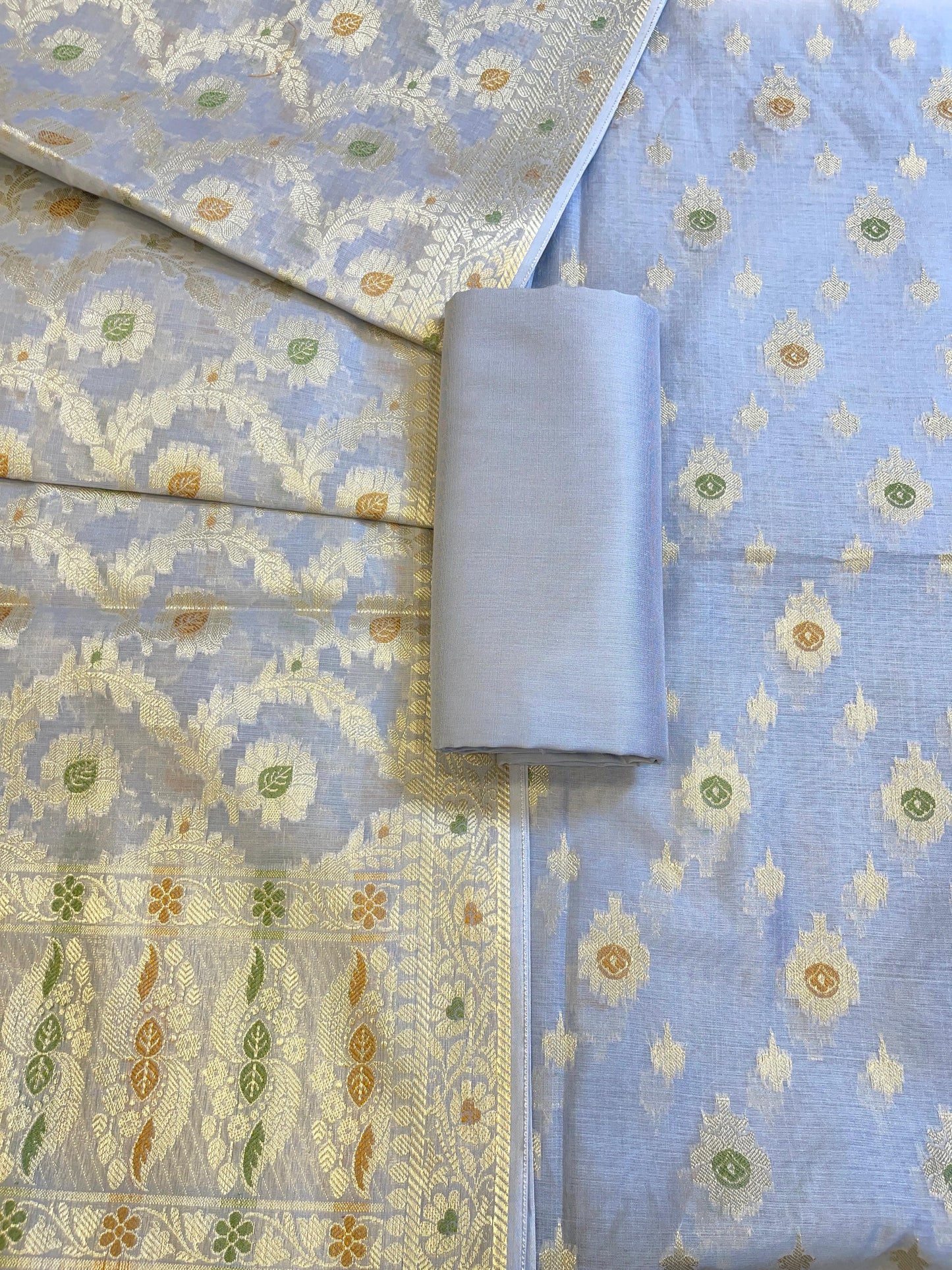 Beige Cotton Resham Floral Neem Zari Booti Banarasi Suit 155SHL_CNM1