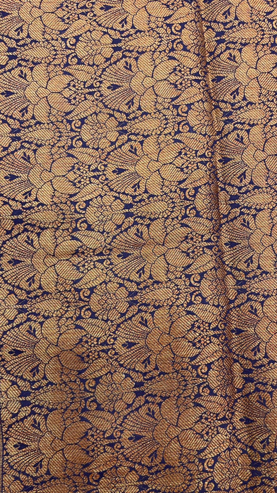 Royal Elegance: Faishana Pure Silk Handloom Navy Blue Munga Silk Minakari Zari Boota Banarasi Saree Small Zari Border with Blue Blouse