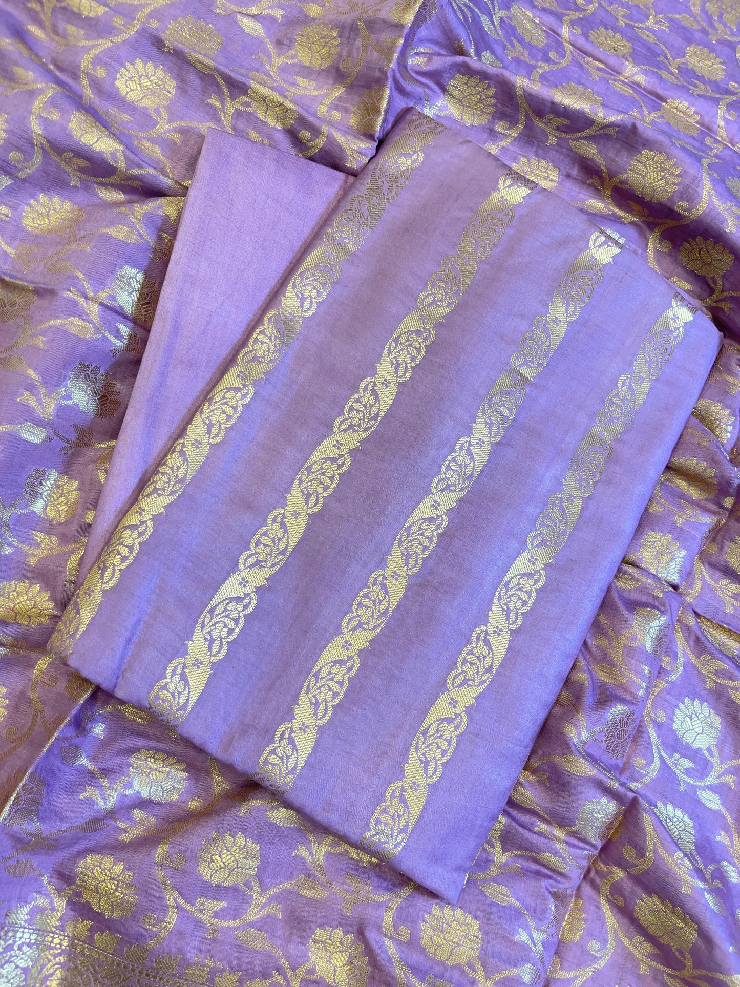 Light Purple Cotton Dyable Floral Zari Stripe Banarasi Suit 950SHL_CS2