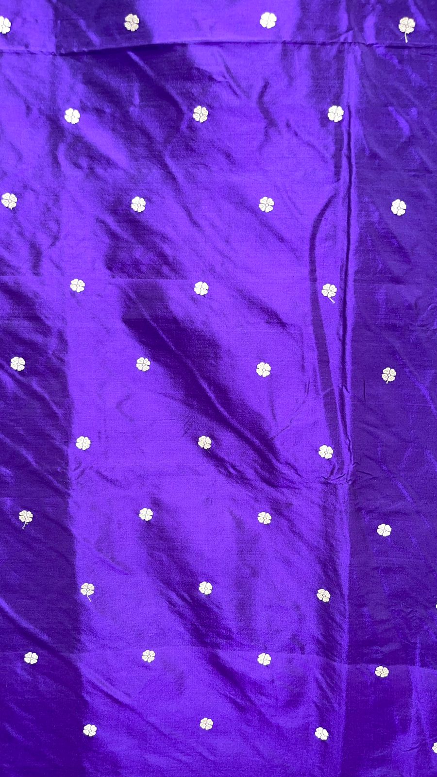 Faishana Pure Silk Handloom Katan Silk Purple Bel Booti Tilfi Mina Golden Kadhwa Zari Mina Border Saree & Purple Stripe Blouse