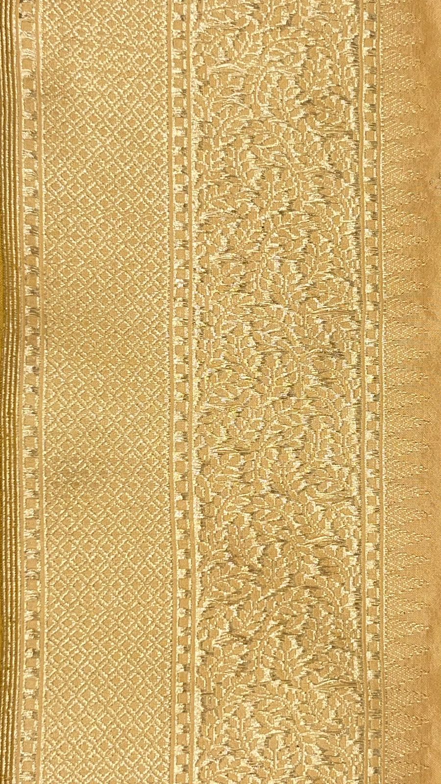 Faishana Pure Handloom Tussar Katan Silk Kadhwa Floral Sona Rupa Zari Booti with Kadhwa Zari Boota Pallu and Tussar Stripe Blouse