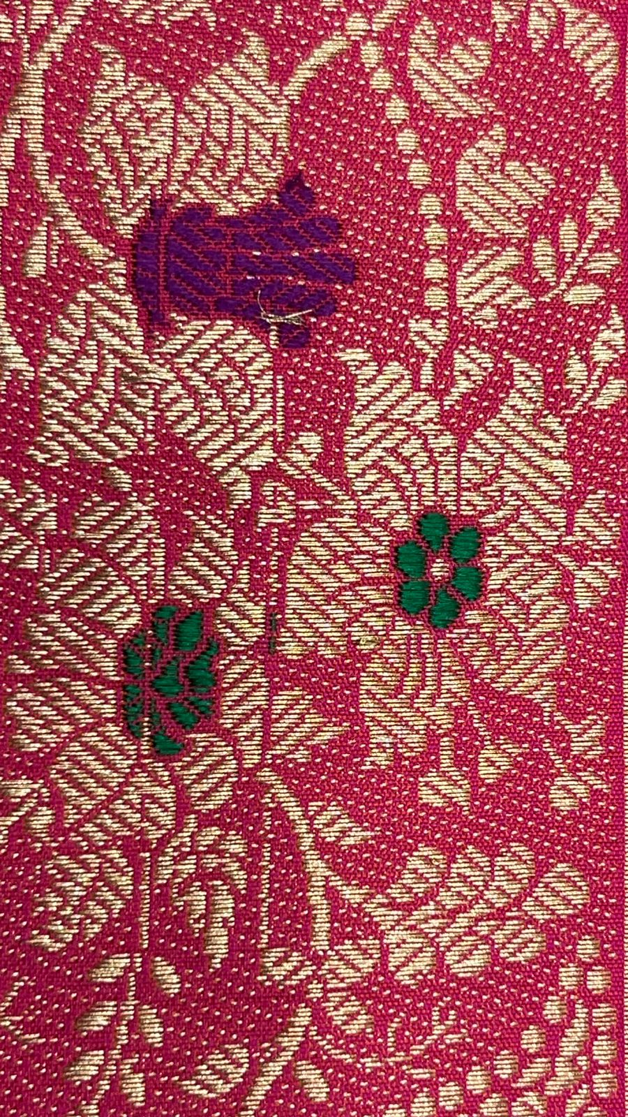 Faishana Pure Handloom Pink Katan Silk Tilfi Kadhwa Mina Jangla Jaal with Golden Stripe Pink Blouse