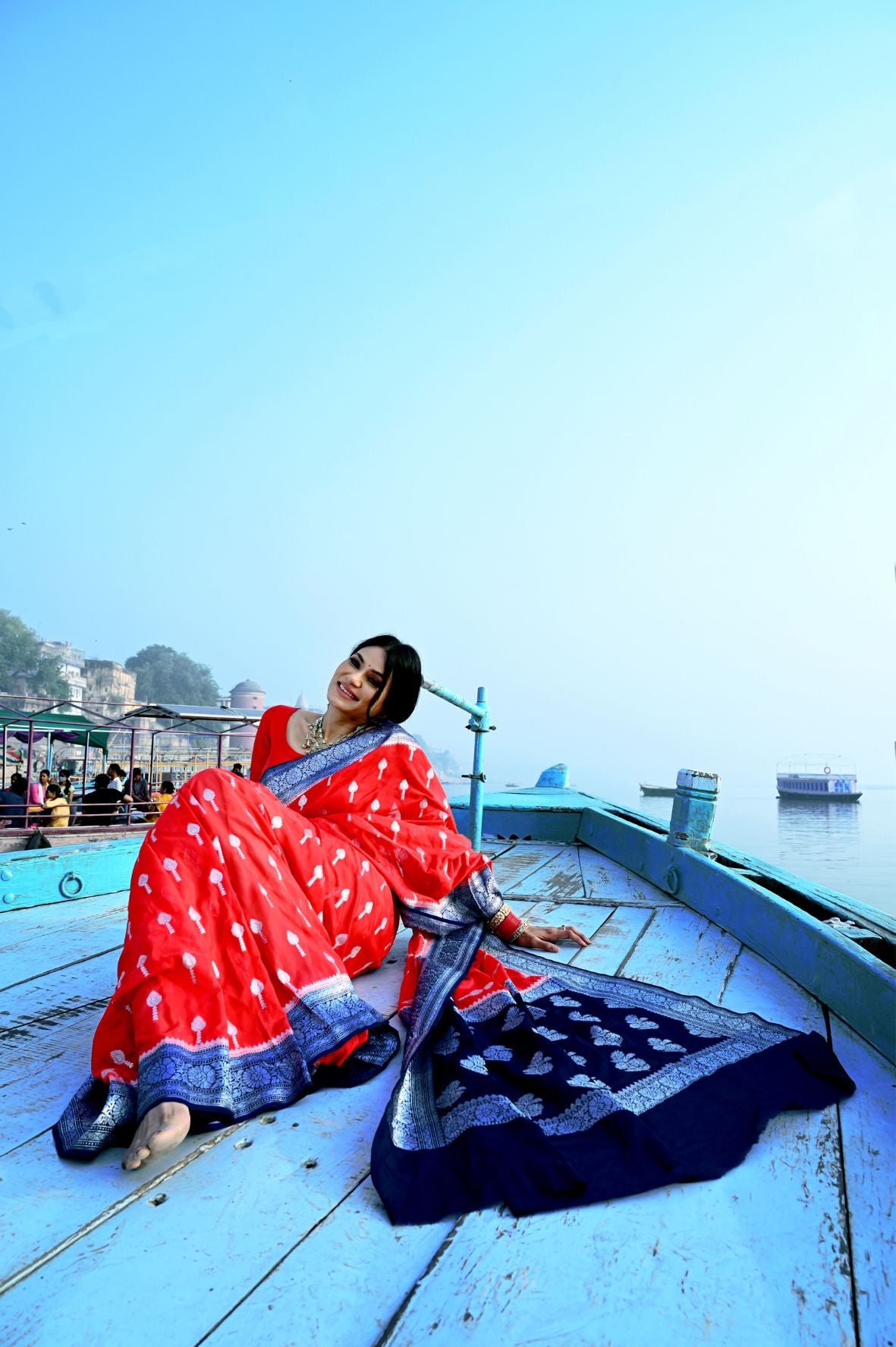 Semi Georgette Silver Zari Jaal Banarasi Saree