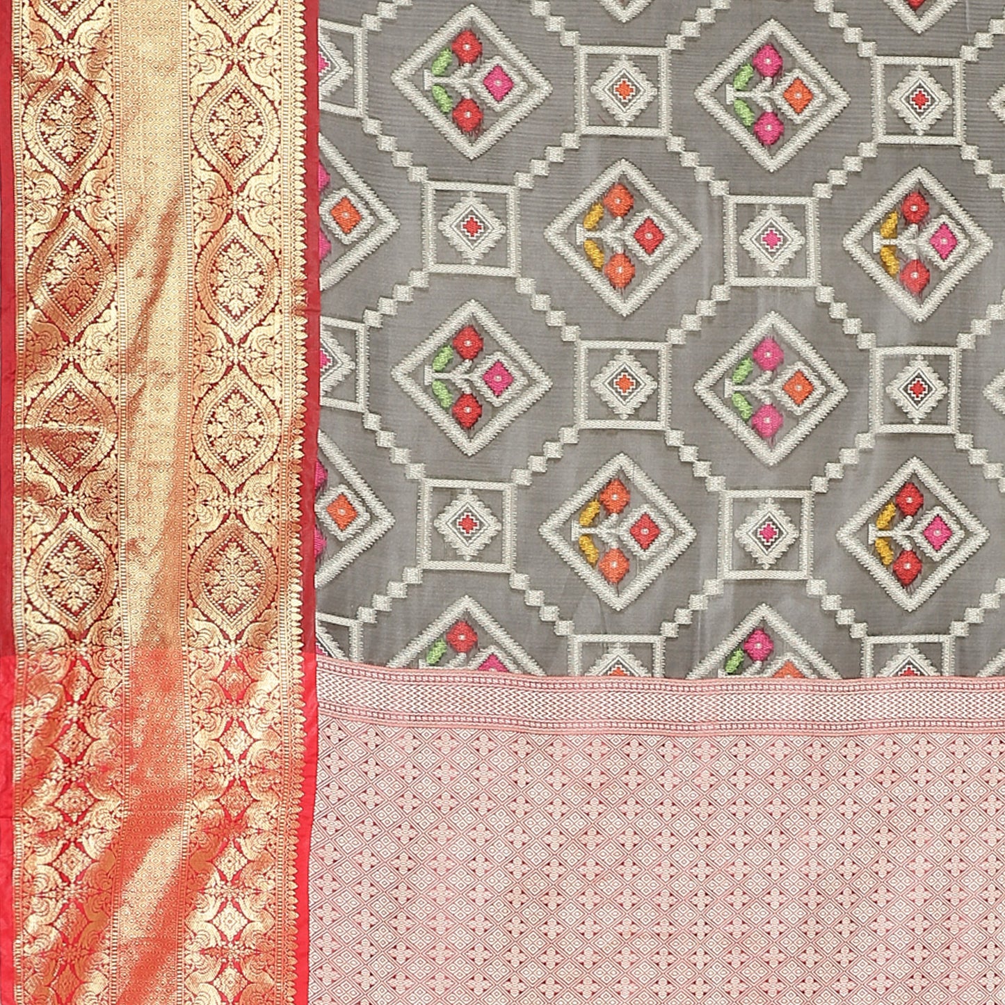 Faishana Black Art Silk Meena Ikat Patola Pattu Banarasi Saree With Maroon Blouse