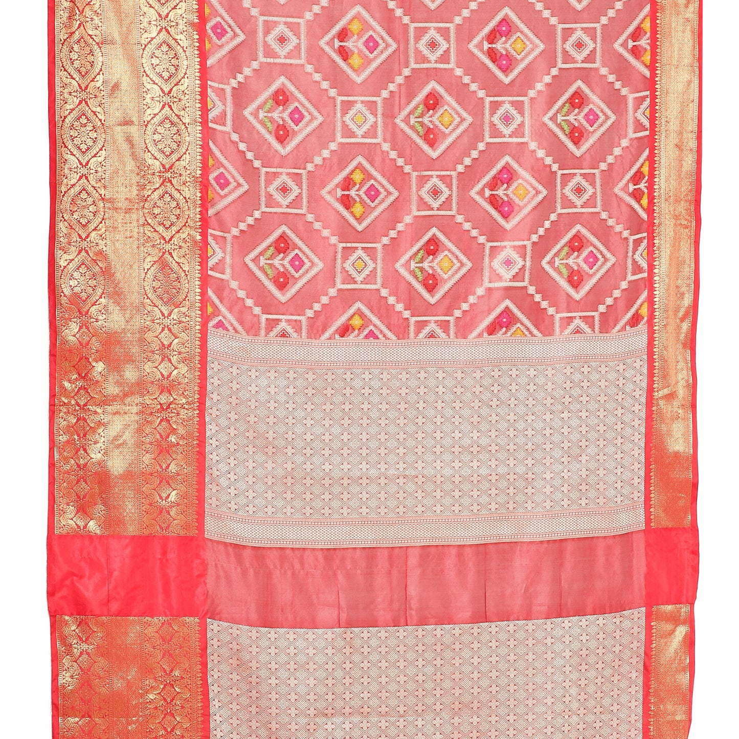 Faishana Presents Maroon Art Silk Meena Ikat Patola Patu Banarasi Saree With Maroon Blouse Piece