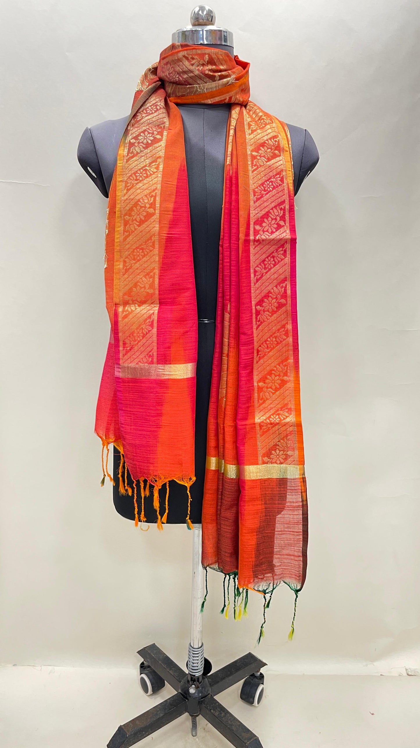 Multicolor Katan Georgette Floral Zari Dupatta ASDD_15